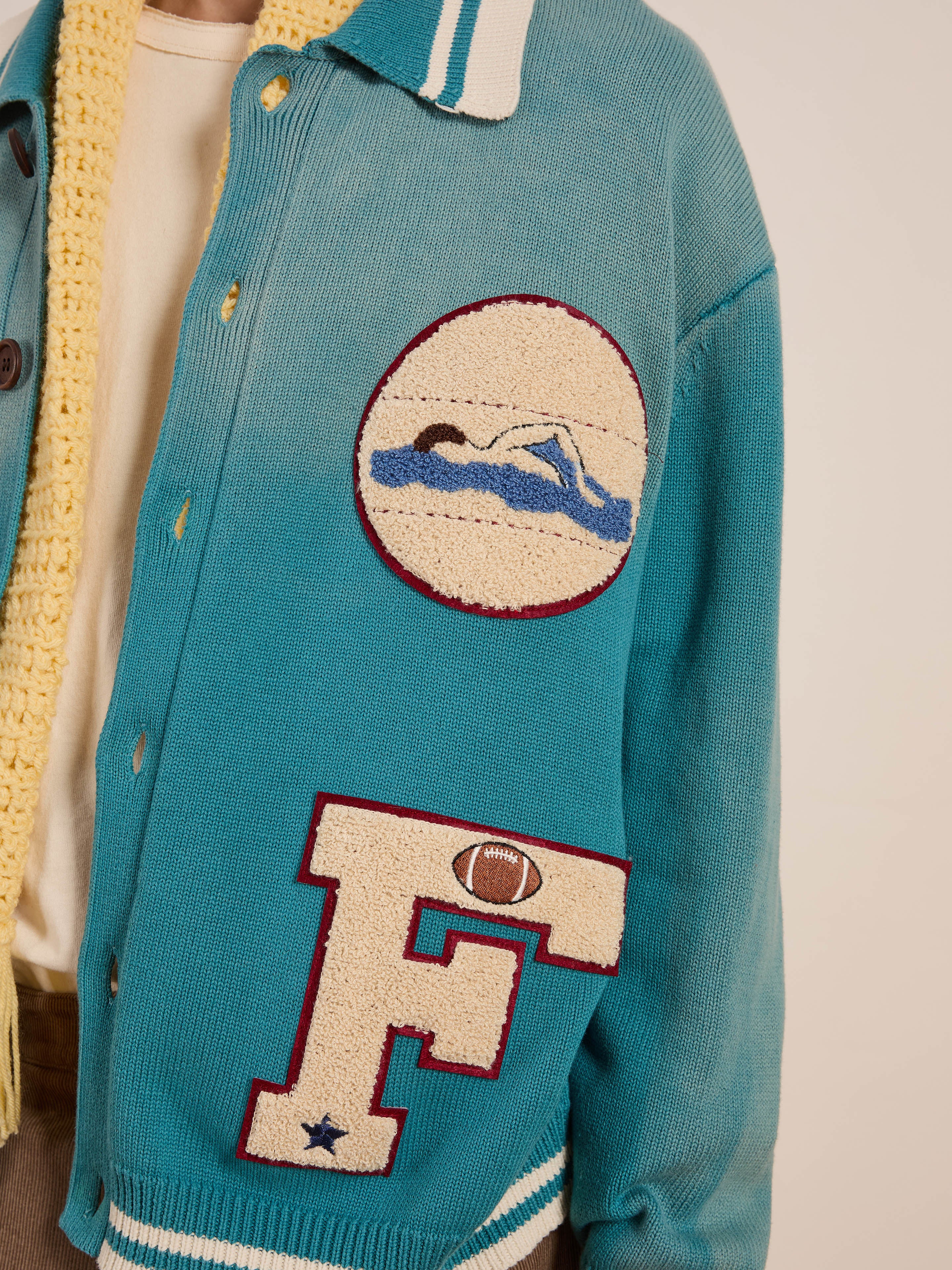 Fin Varsity Patch Collared Cardigan - Image 14