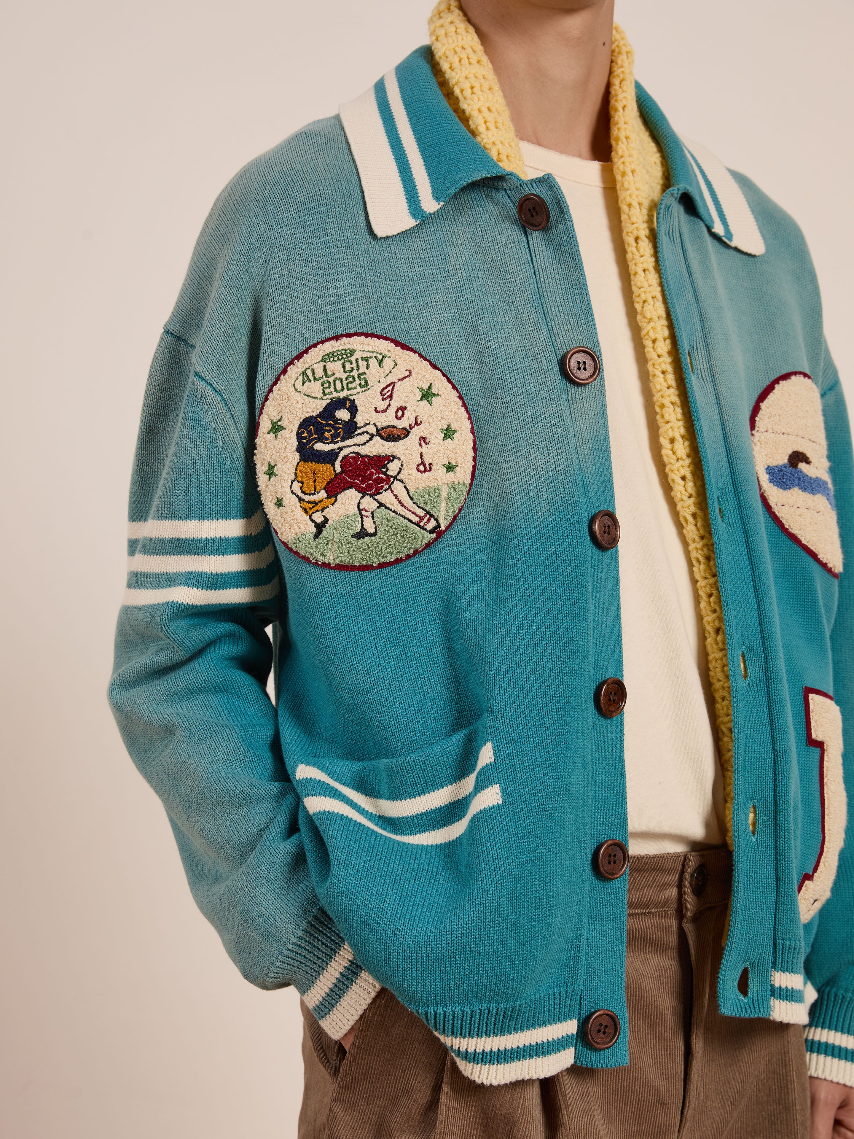 Fin Varsity Patch Collared Cardigan - Image 15