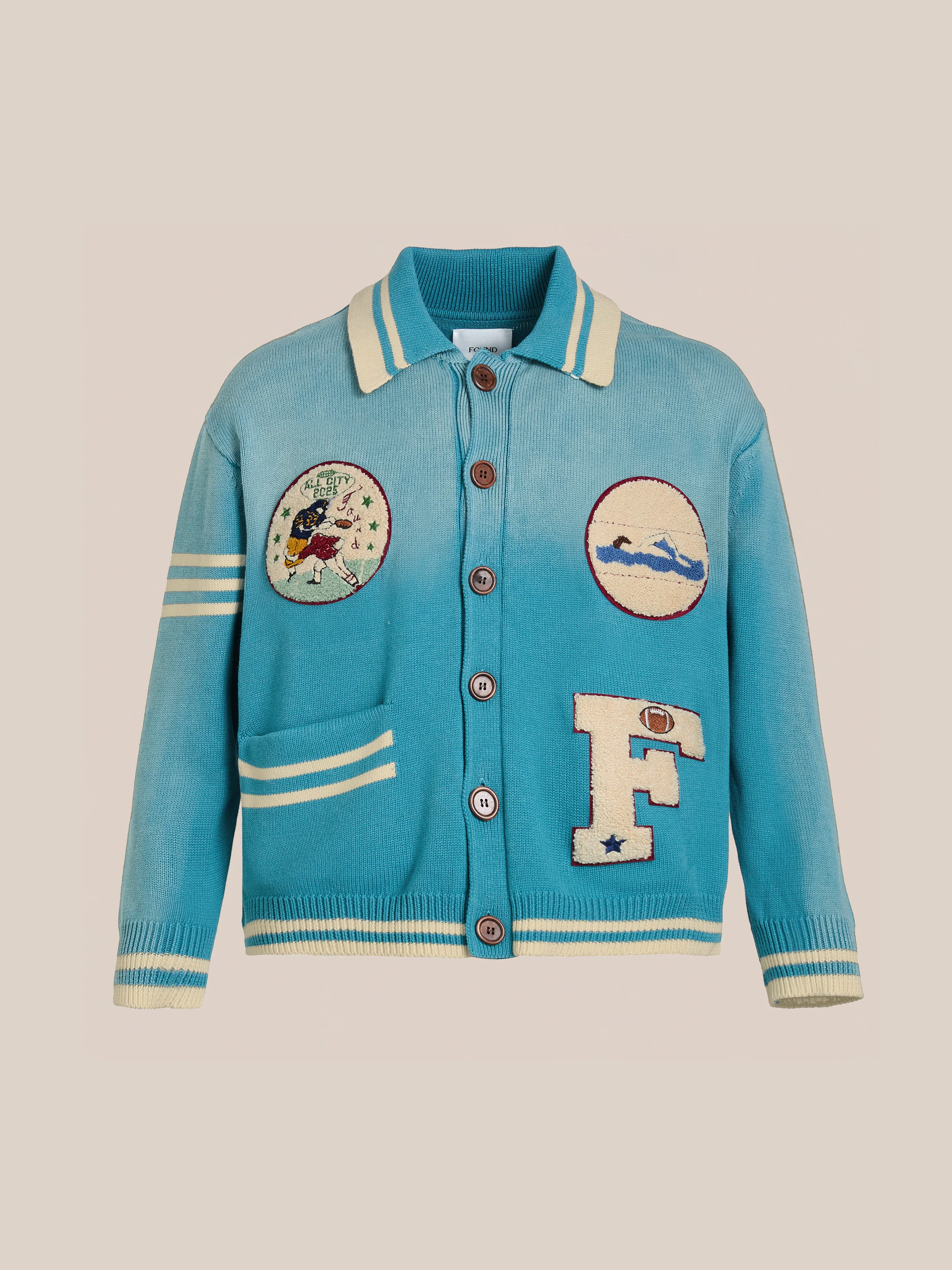 Fin Varsity Patch Collared Cardigan - Image 3