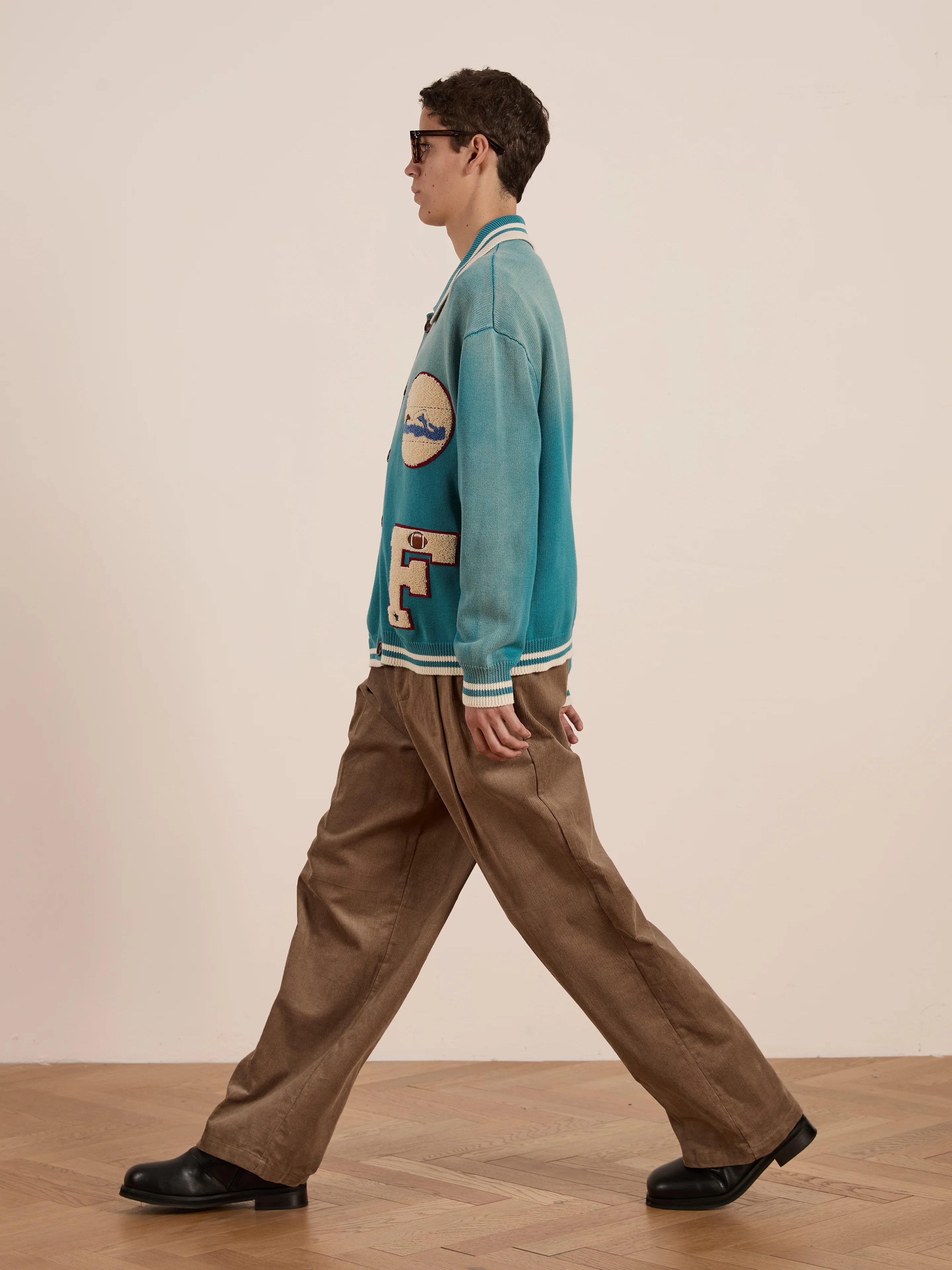 Fin Varsity Patch Collared Cardigan - Image 8