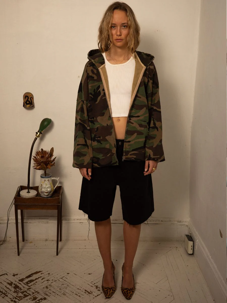 Washed Camouflage Zip Hoodie - Image 13