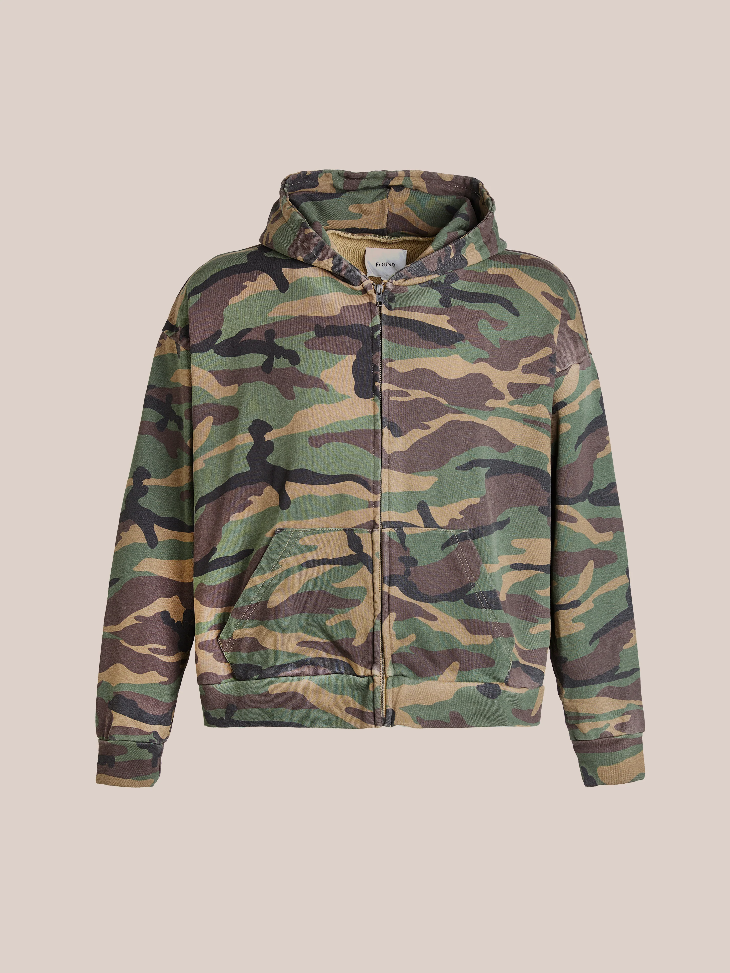 Washed Camouflage Zip Hoodie - Image 7