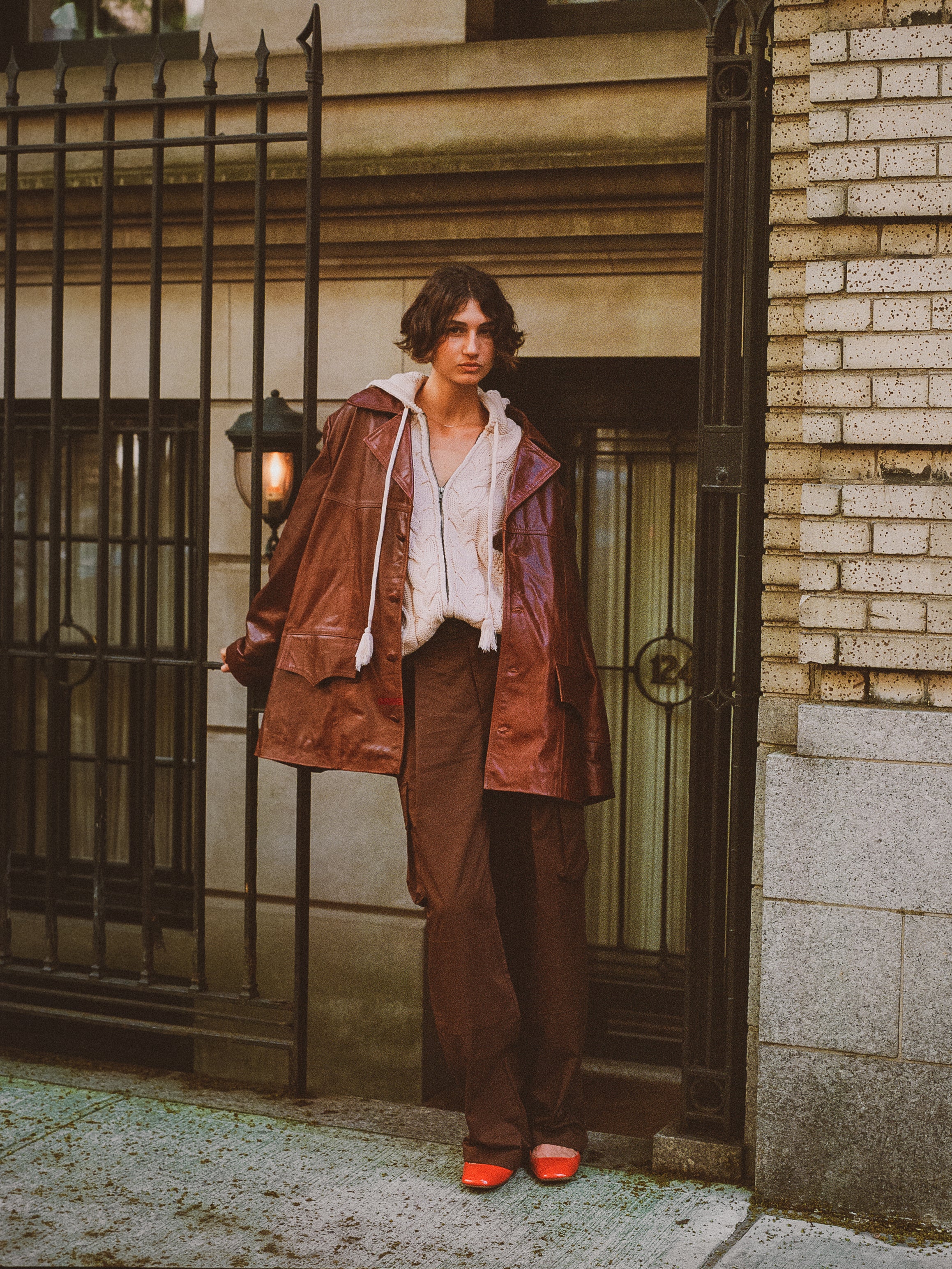 Claret Western Oversized Leather Blazer - Image 10