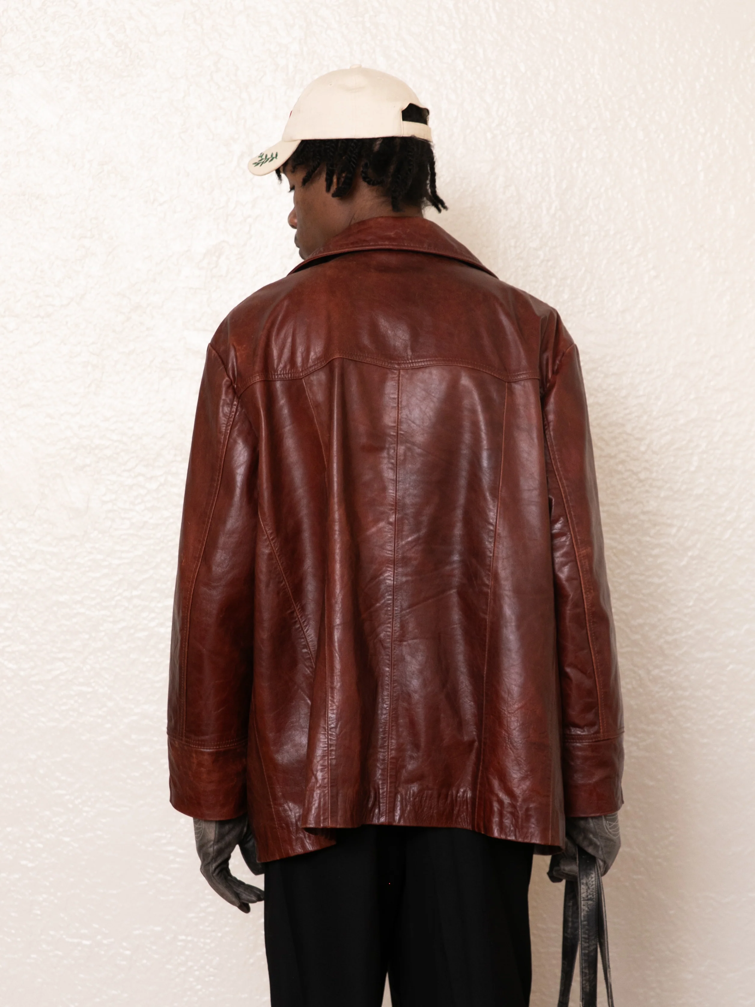 Claret Western Oversized Leather Blazer - Image 19