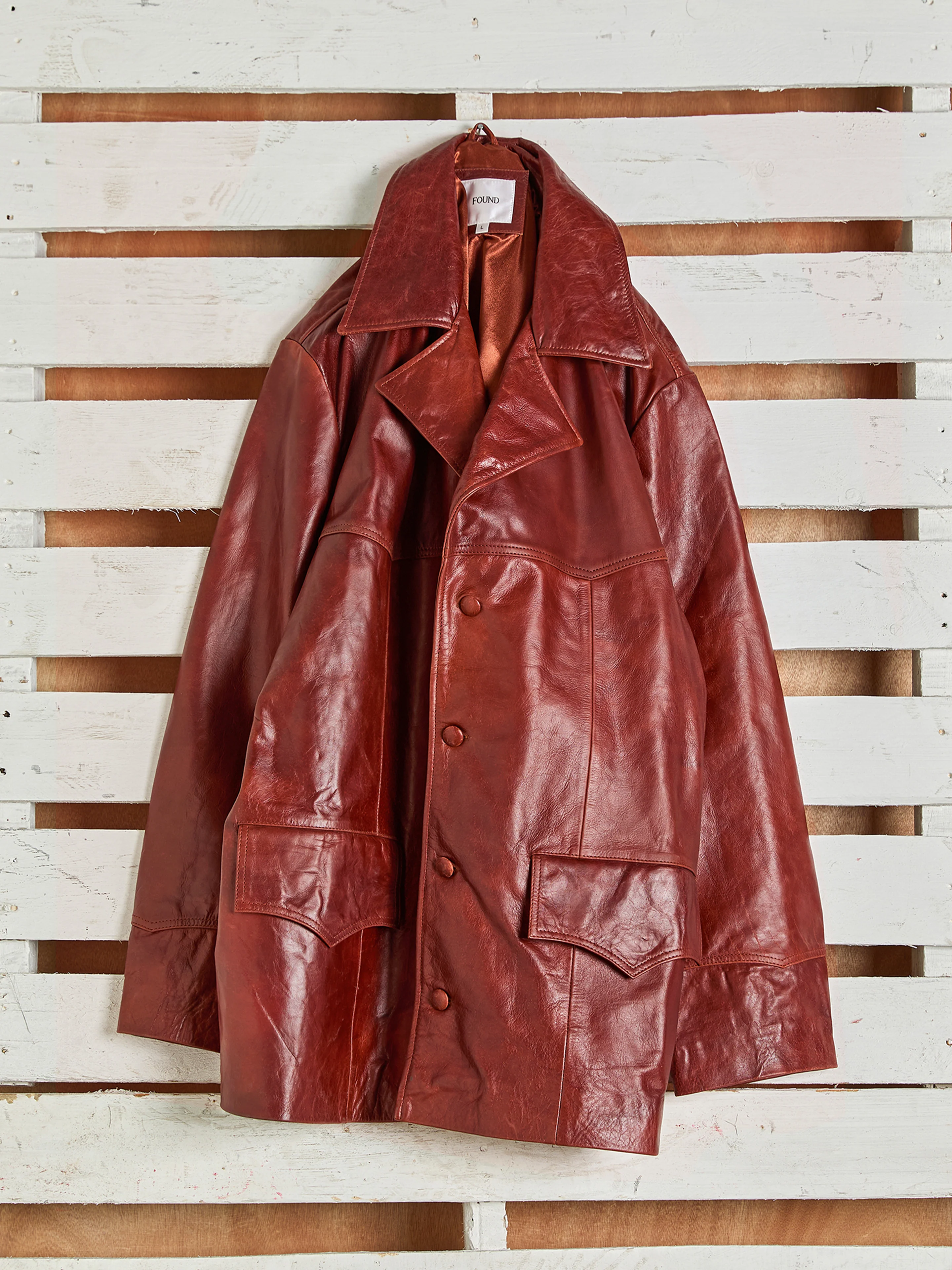 Claret Western Oversized Leather Blazer - Image 21