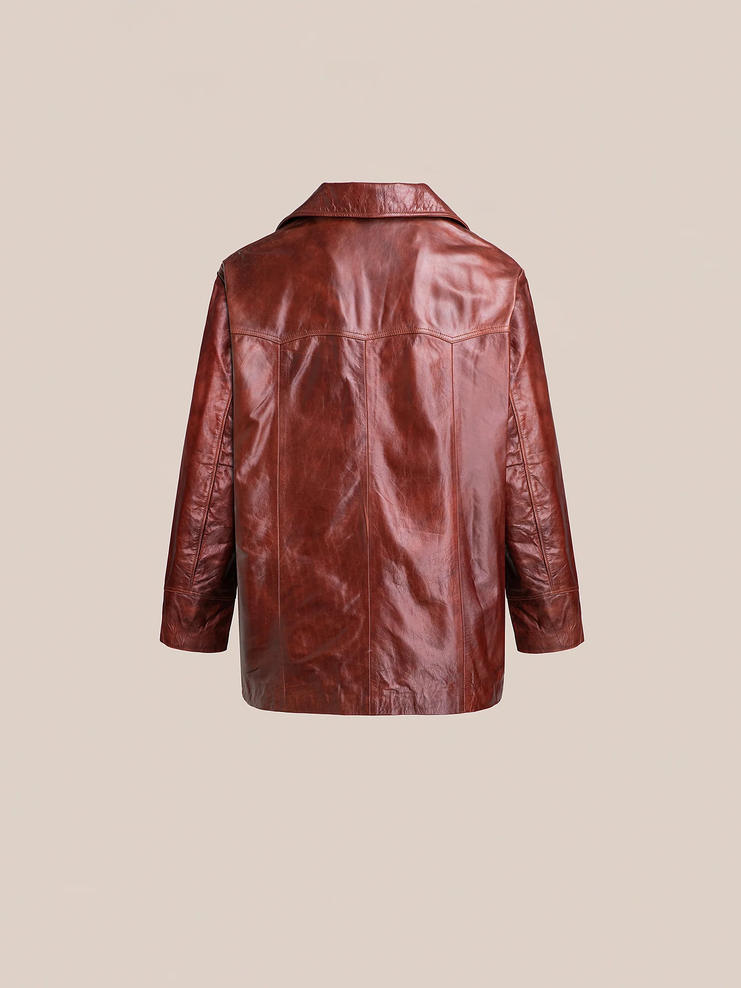 Claret Western Oversized Leather Blazer - Image 9