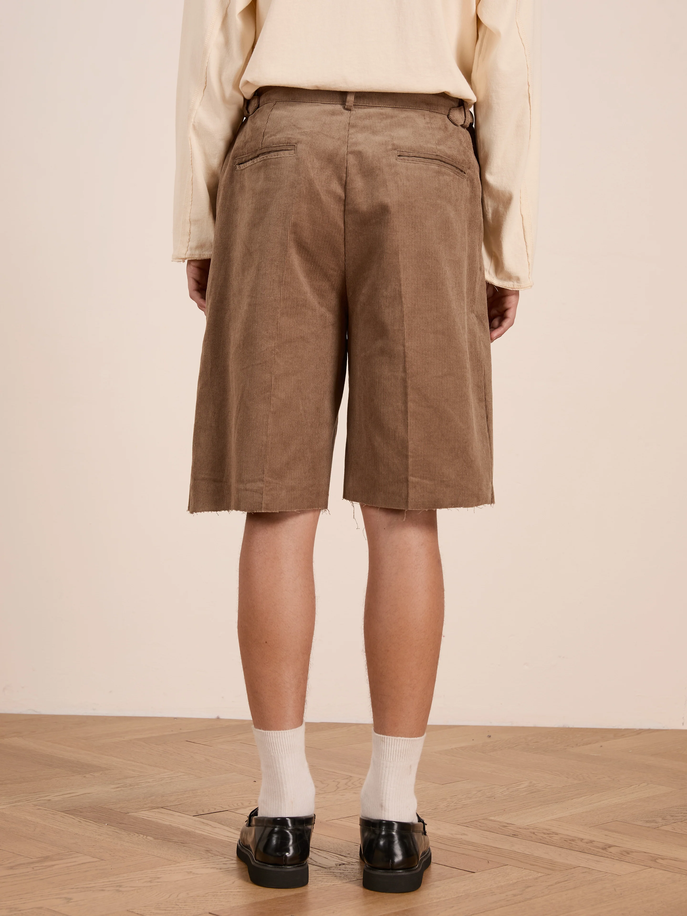 Corduroy Pleated Trouser Shorts - Image 3