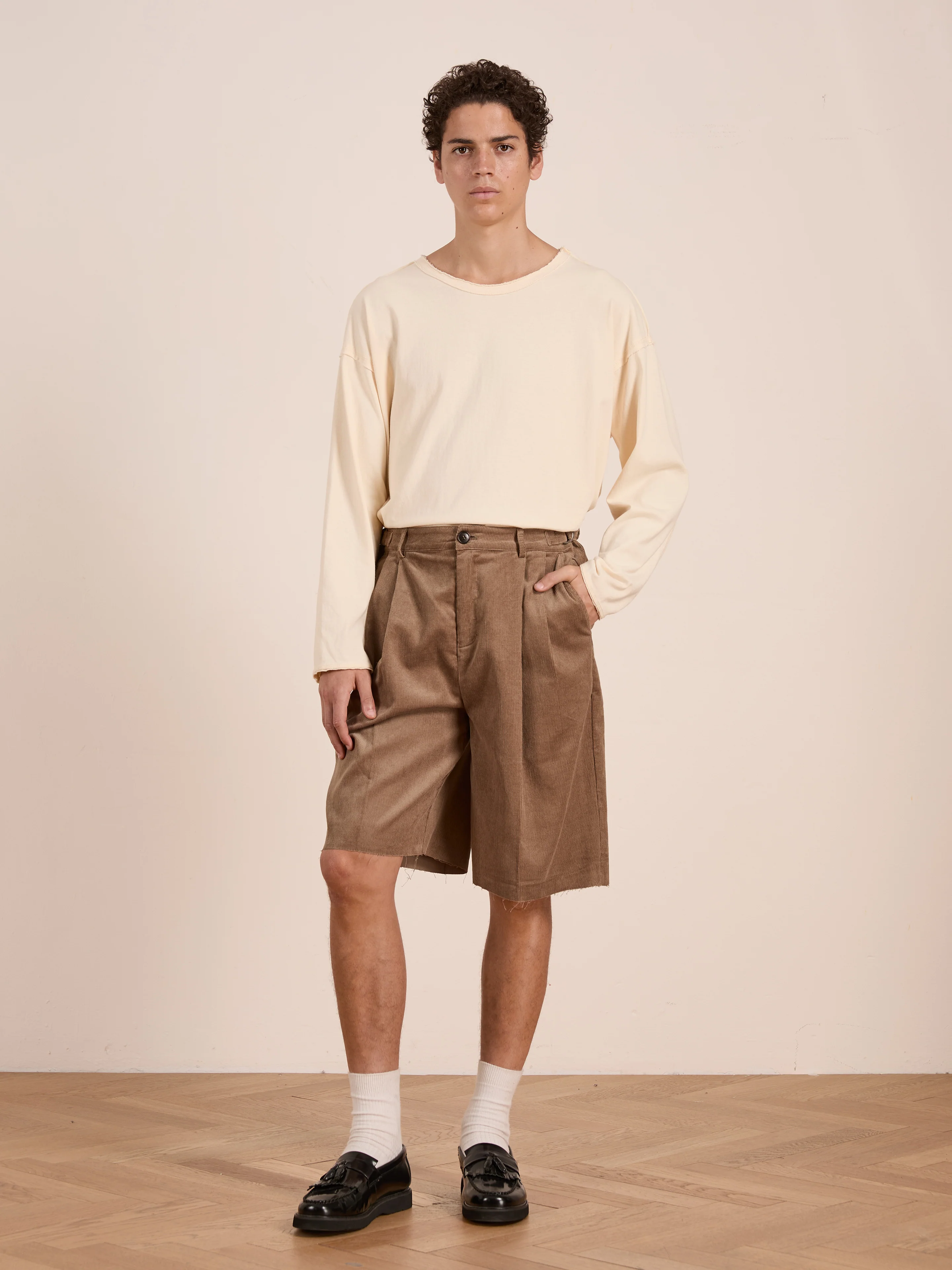 Corduroy Pleated Trouser Shorts - Image 8