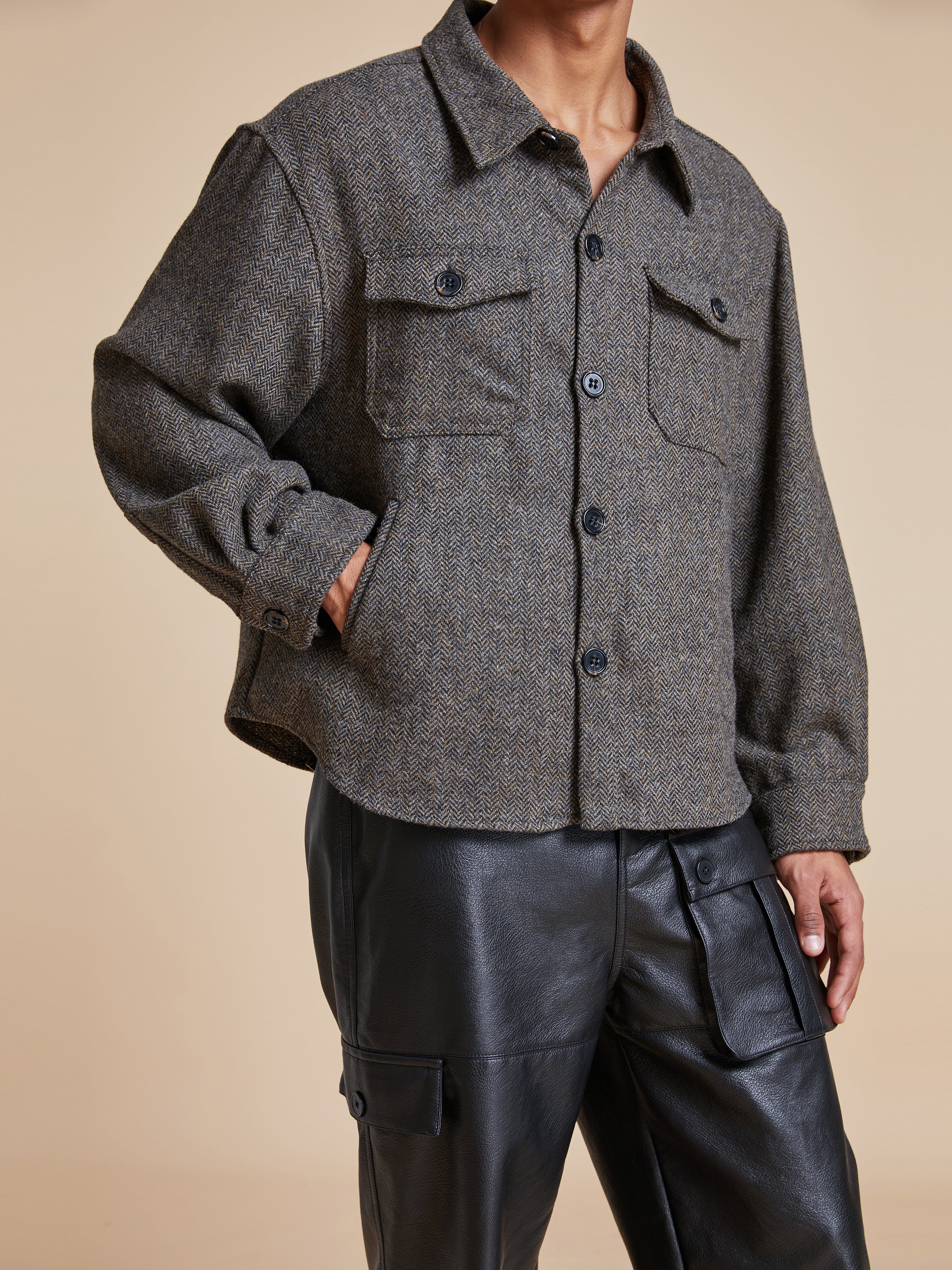 Raven Herringbone Overshirt - Image 3