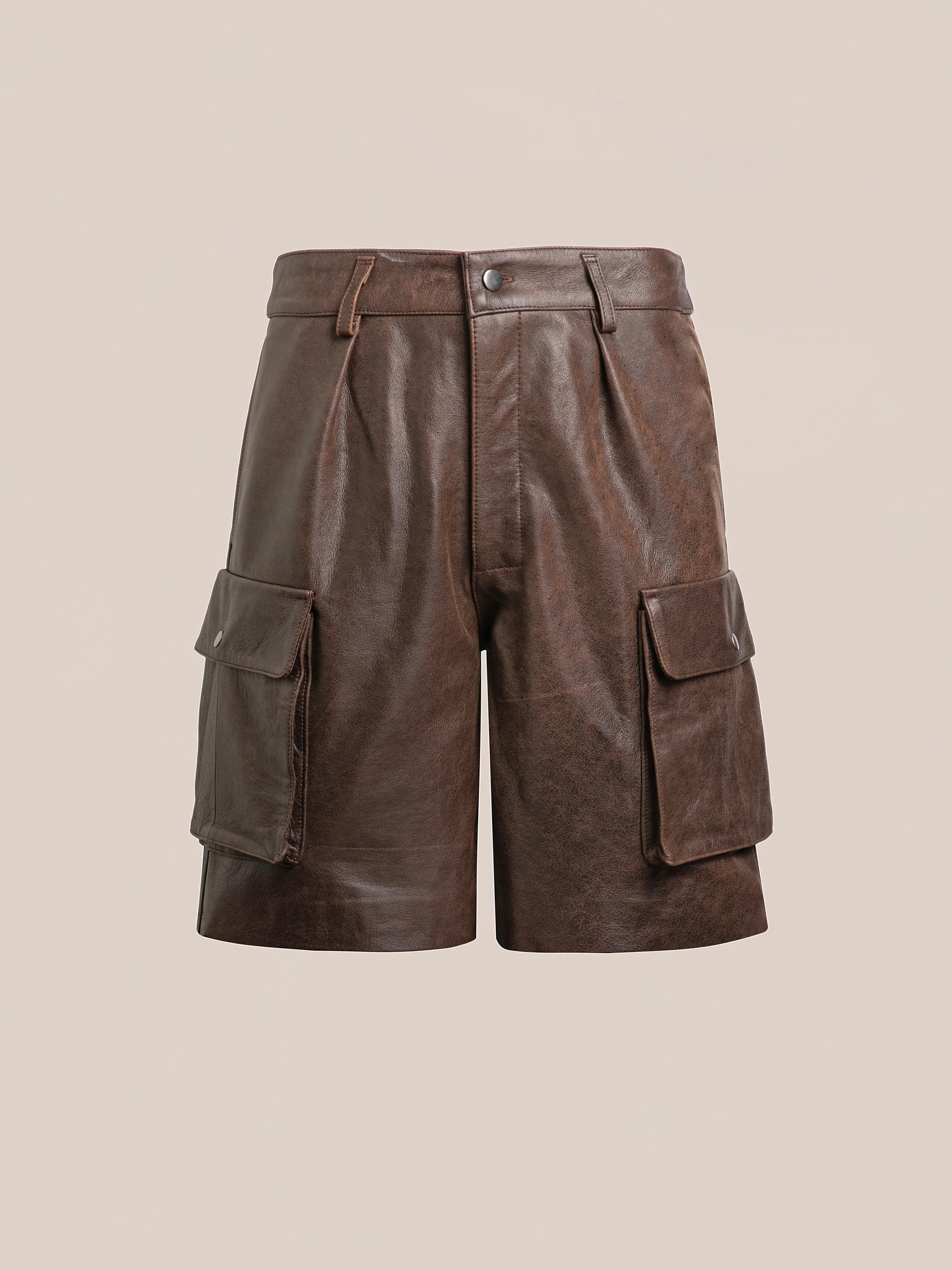 Dusk Distressed Genuine Leather Cargo Shorts - Image 5