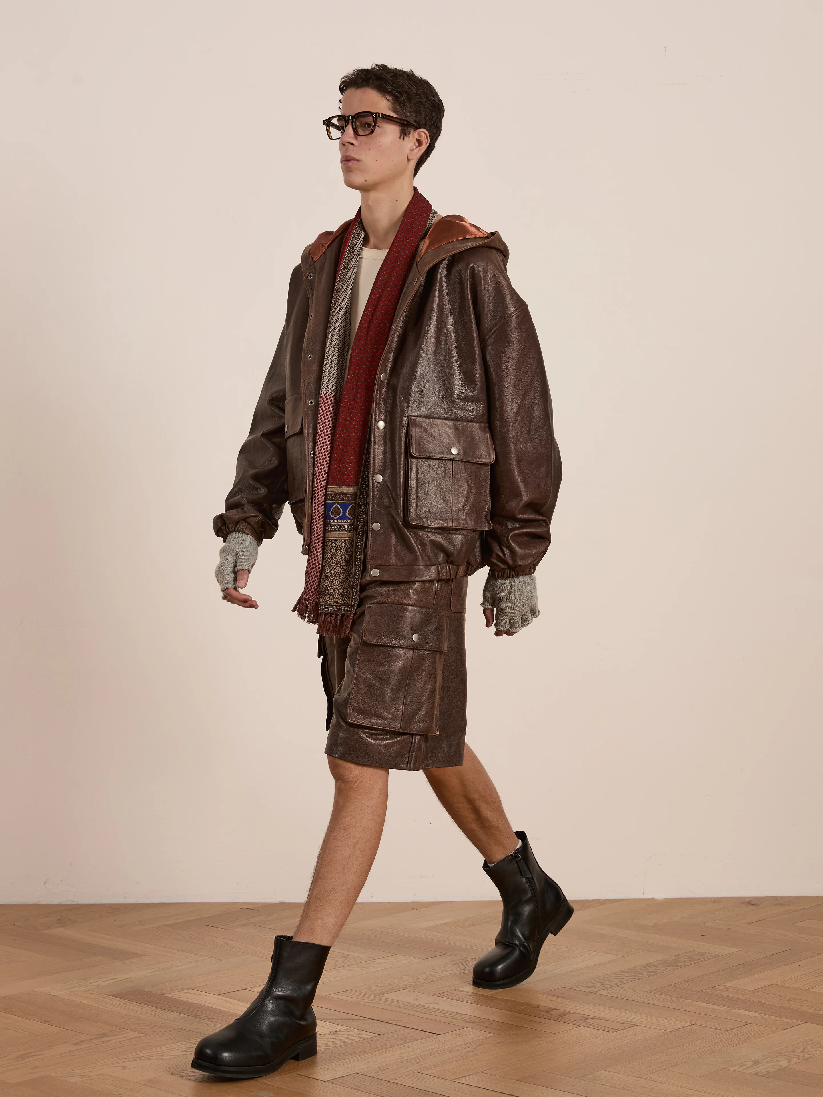 Dusk Distressed Genuine Leather Hoodie - Image 15