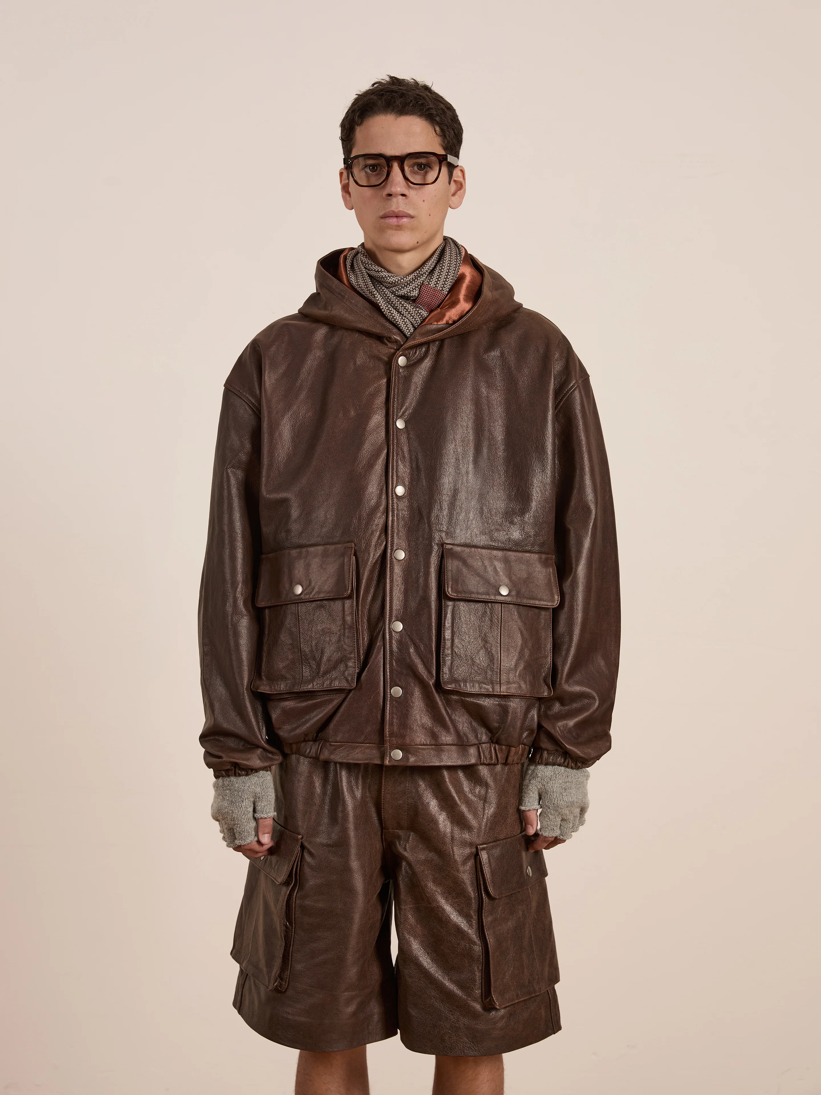 Dusk Distressed Genuine Leather Hoodie - Image 17