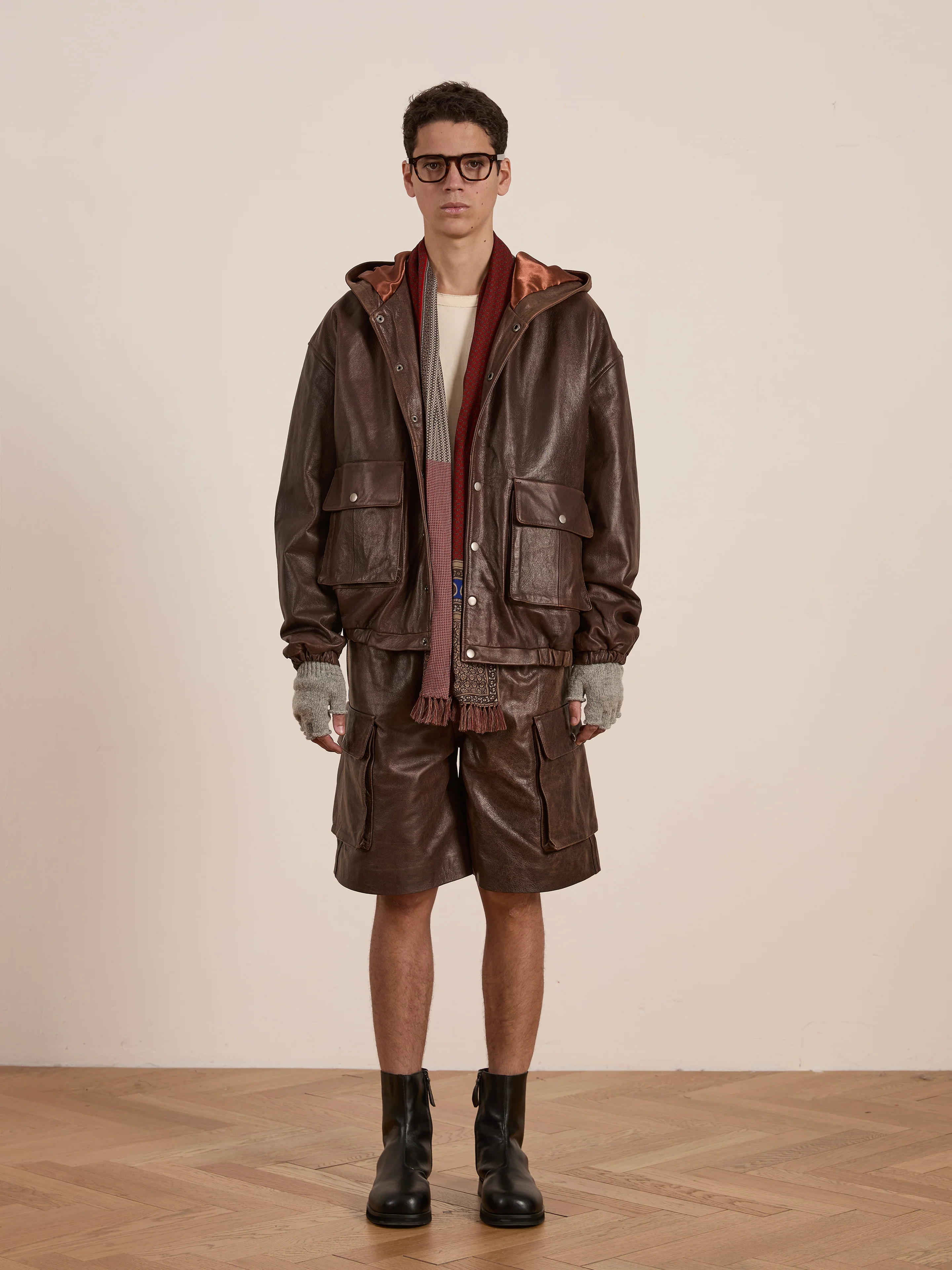 Dusk Distressed Genuine Leather Hoodie - Image 3