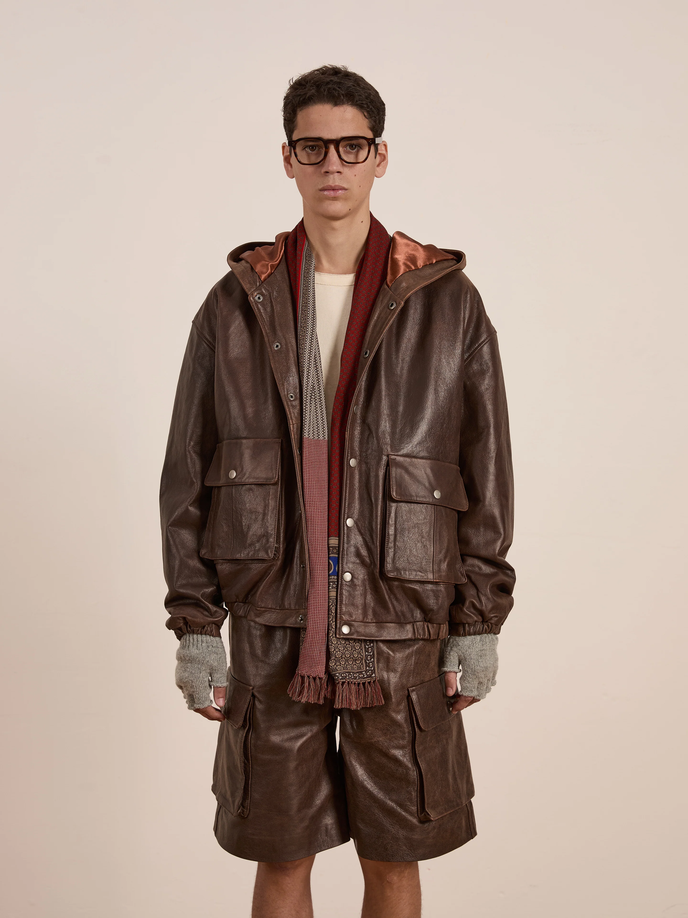 Dusk Distressed Genuine Leather Hoodie - Image 4