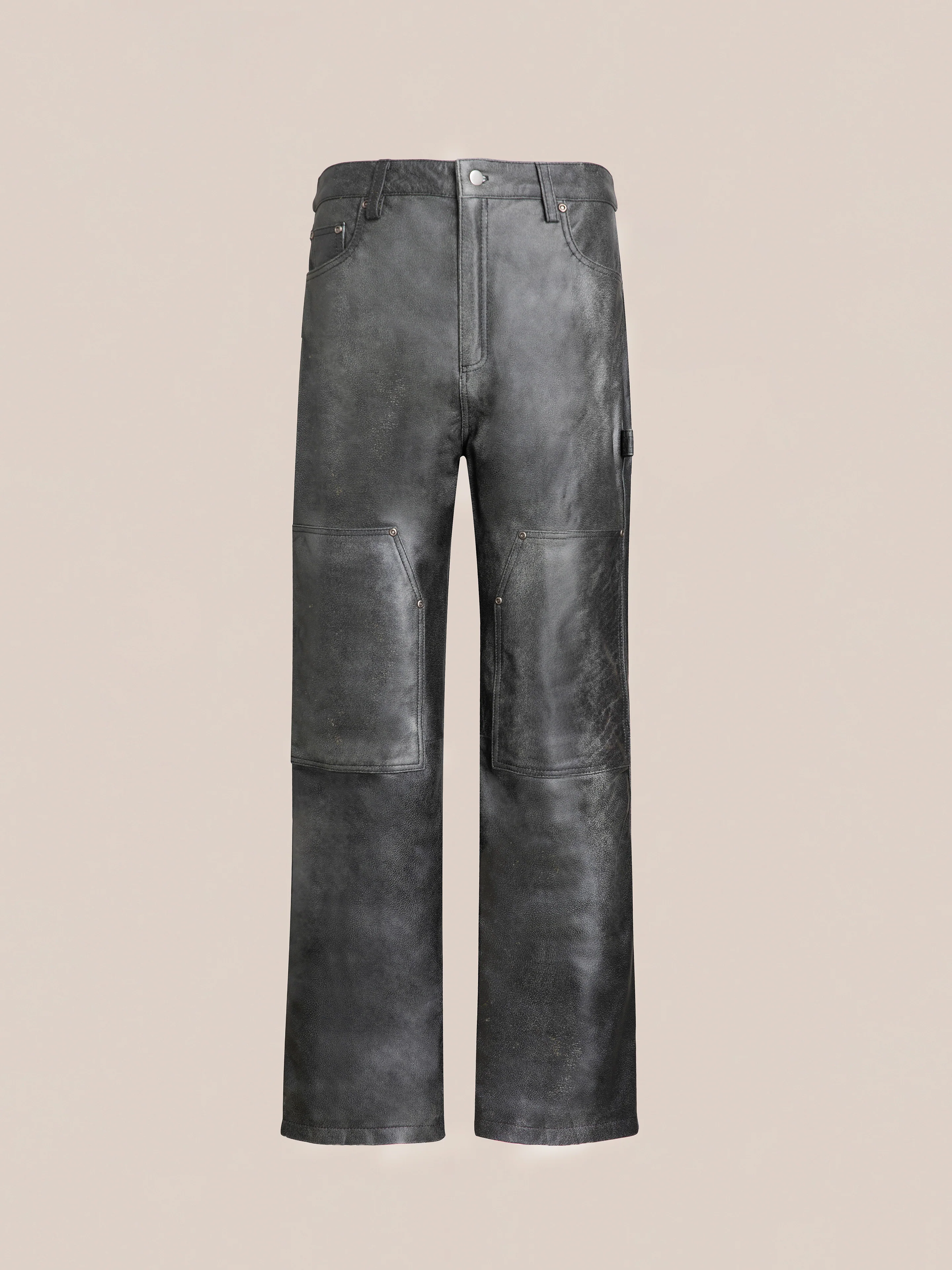 Distressed Genuine Leather Carpenter Pants - Image 6