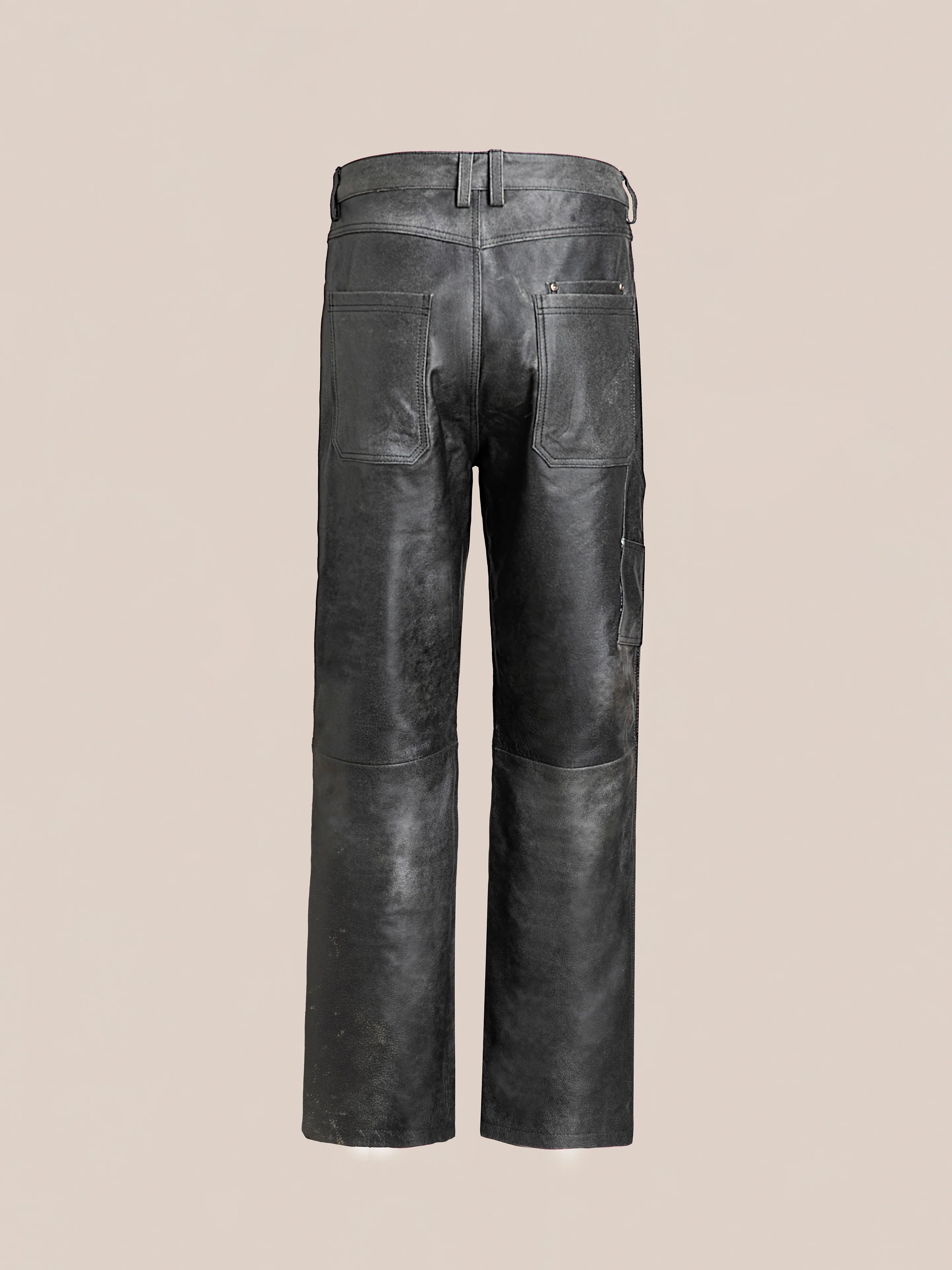 Distressed Genuine Leather Carpenter Pants - Image 7