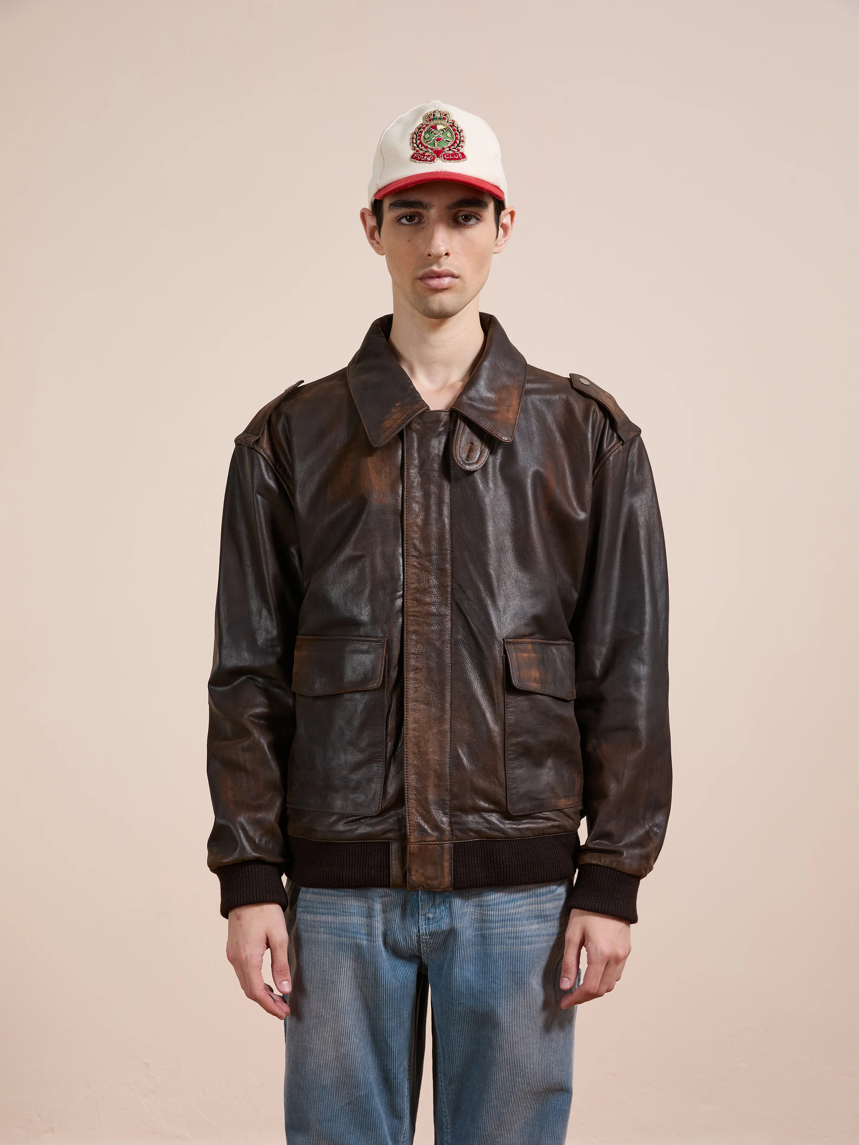 Distressed Leather Flight Jacket - Image 10