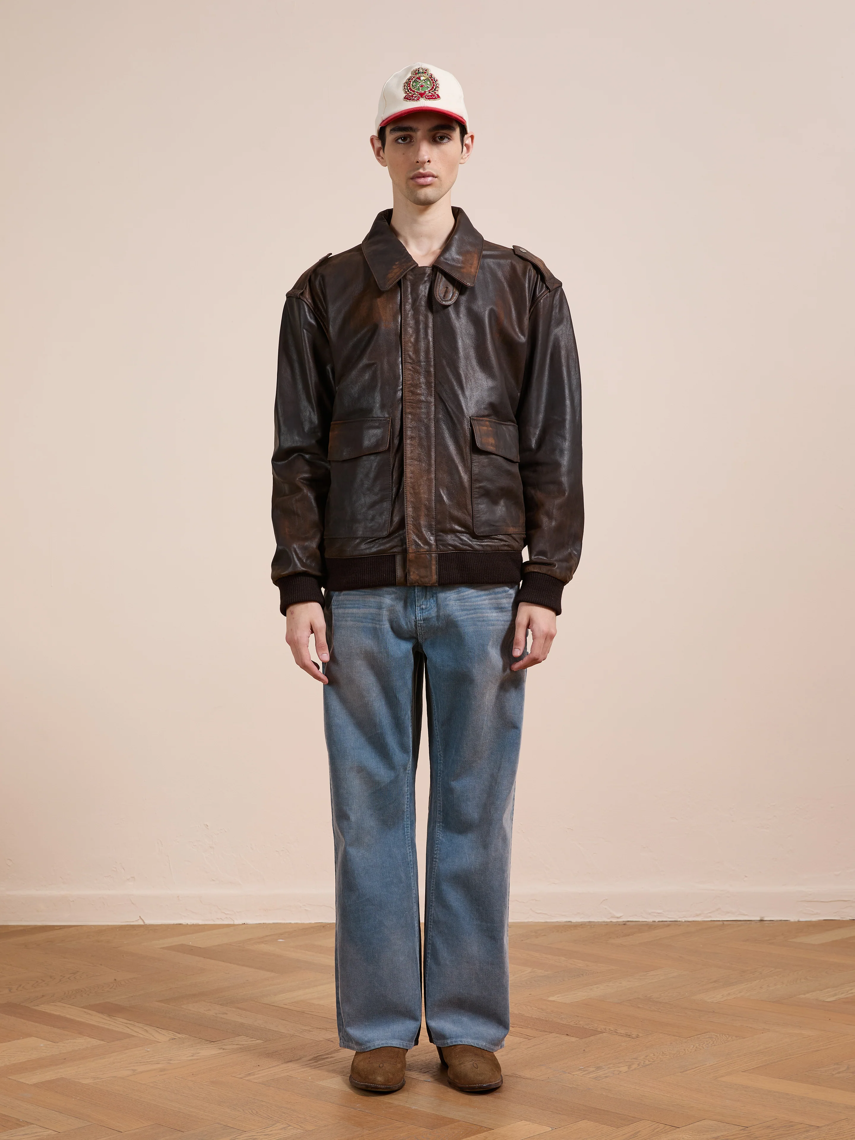 Distressed Leather Flight Jacket - Image 11