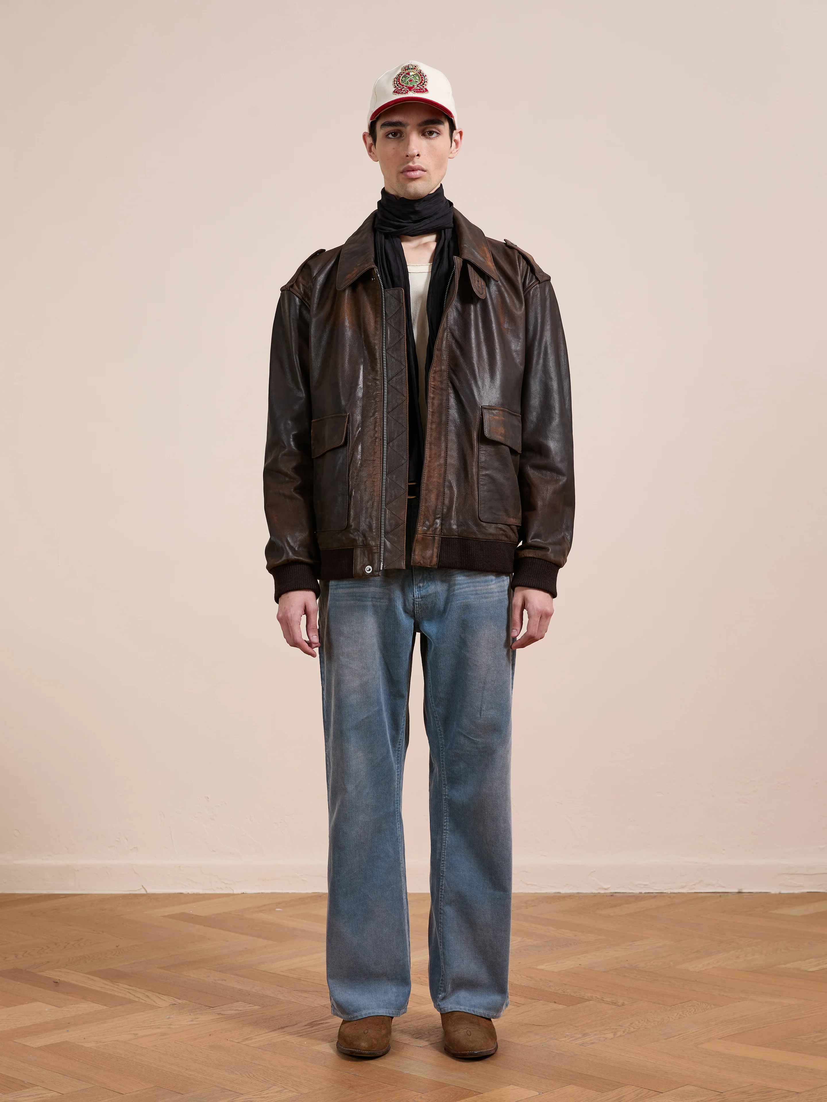 Distressed Leather Flight Jacket - Image 13