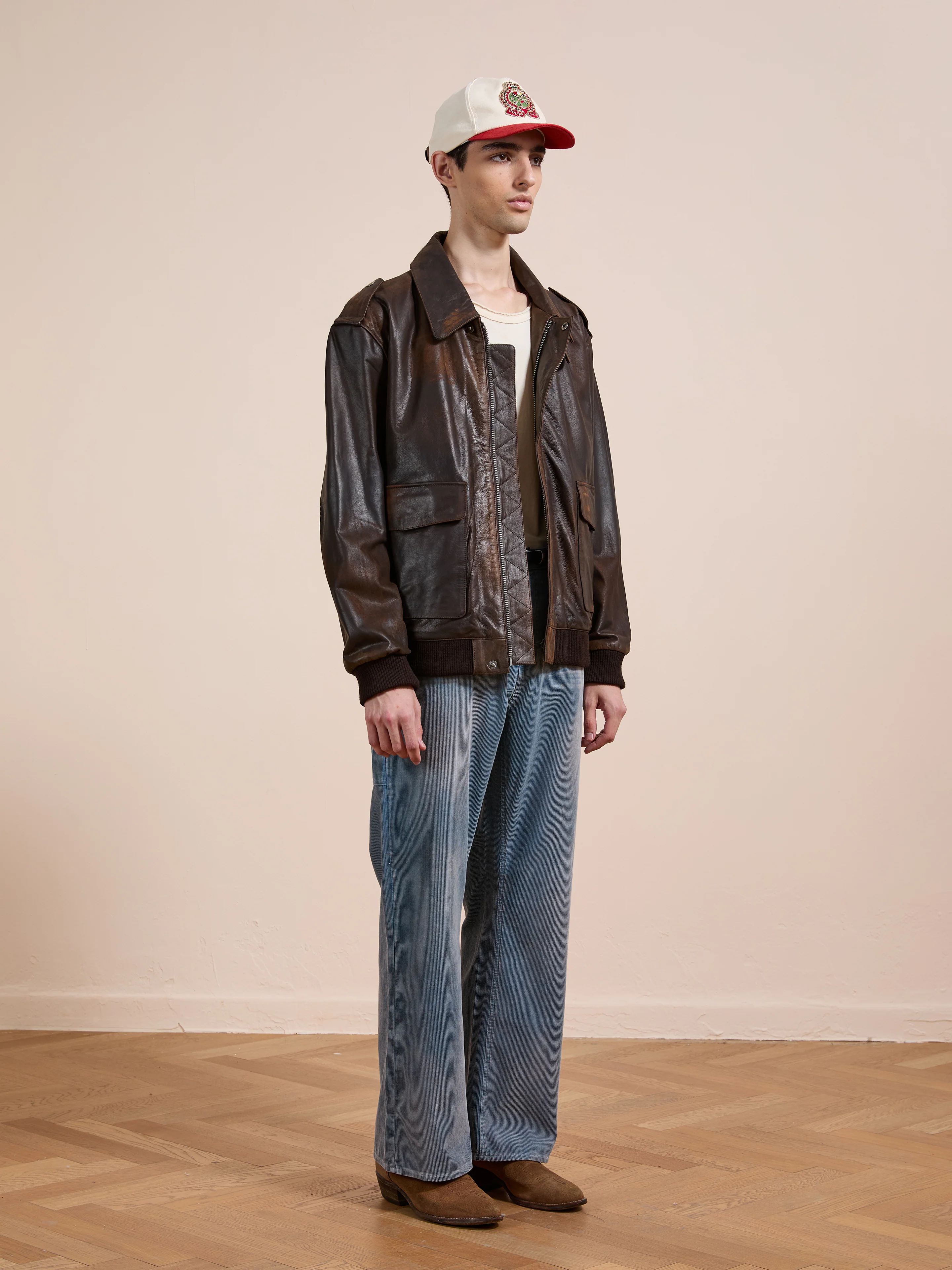 Distressed Leather Flight Jacket - Image 16