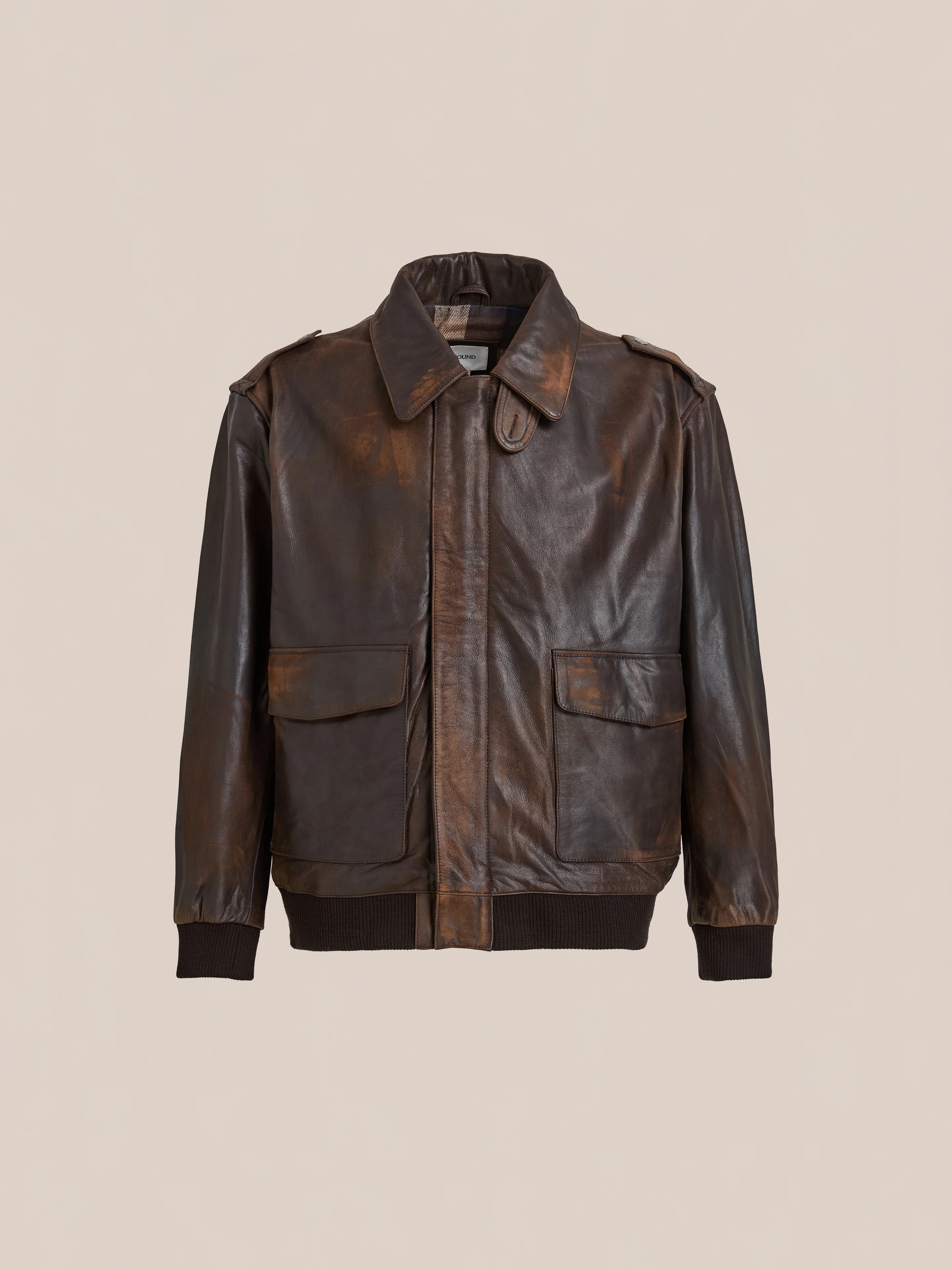 Distressed Leather Flight Jacket - Image 5