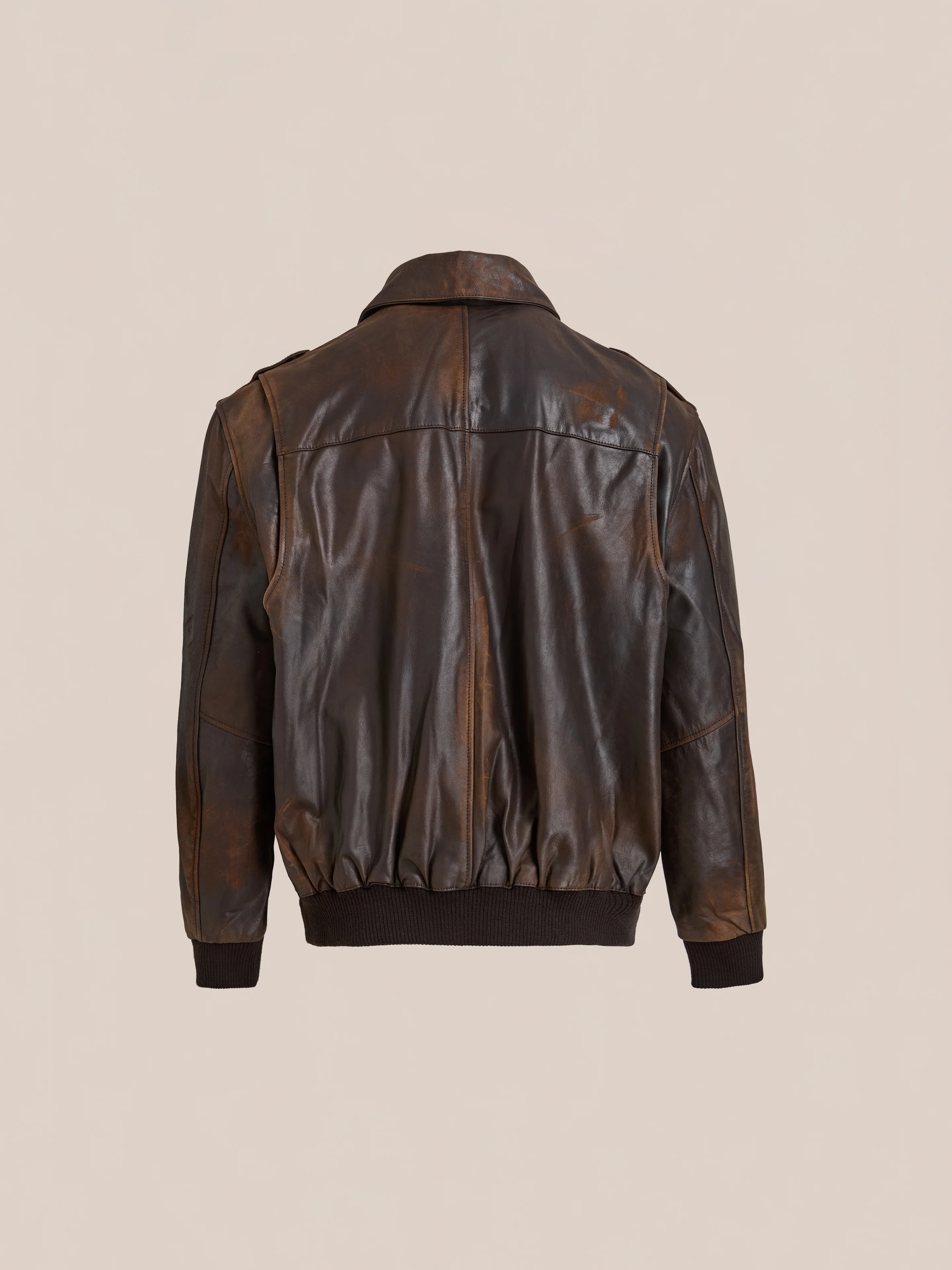 Distressed Leather Flight Jacket - Image 6