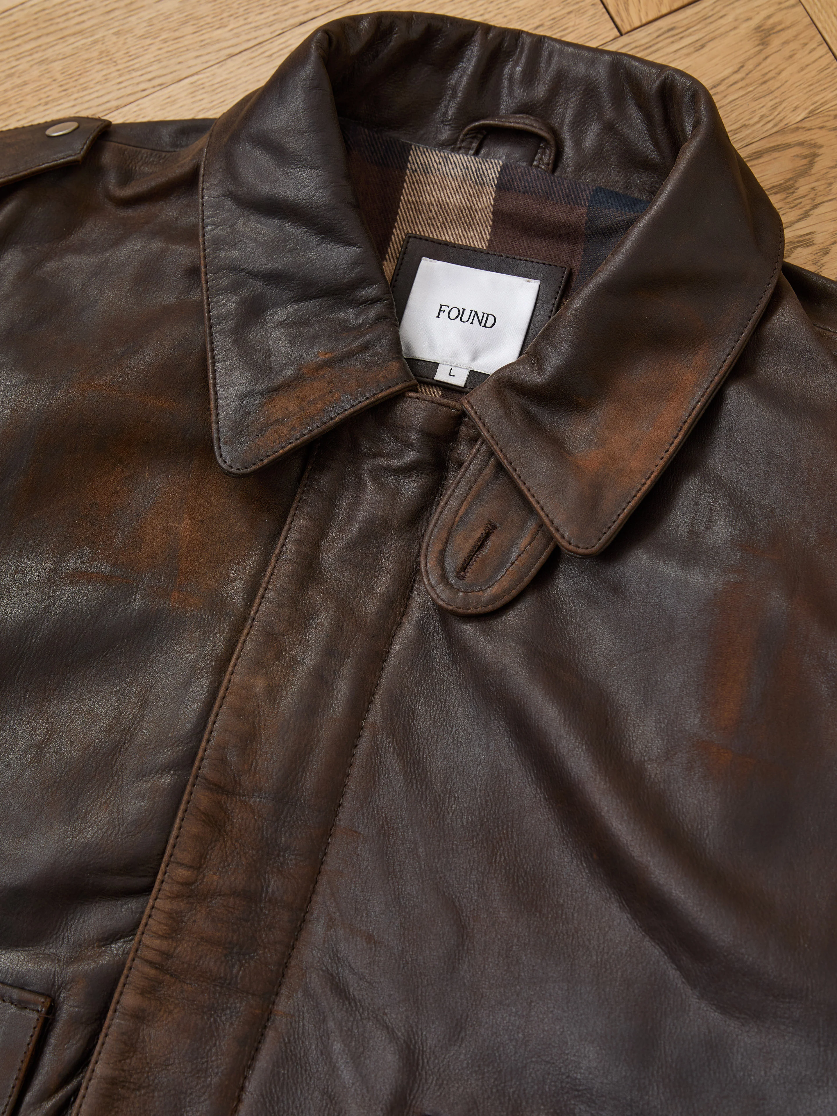 Distressed Leather Flight Jacket - Image 7