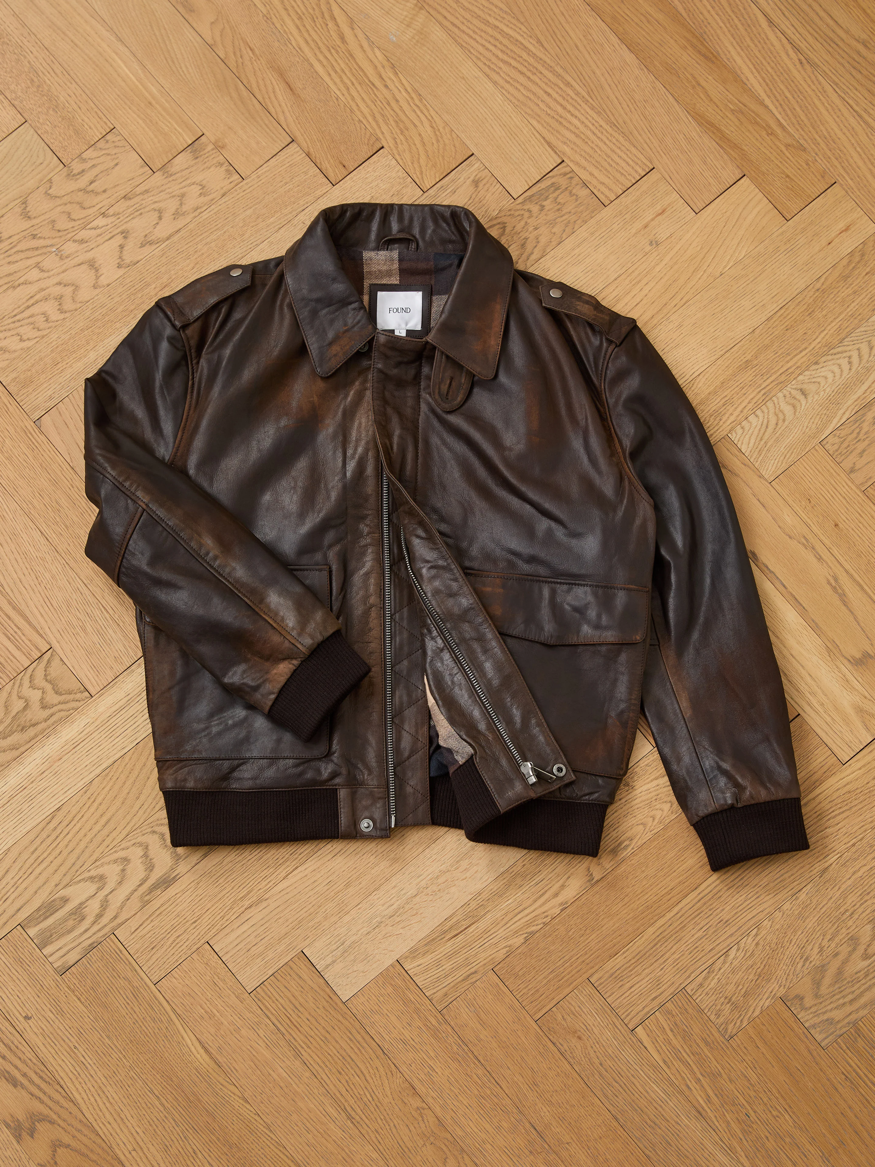 Distressed Leather Flight Jacket - Image 8