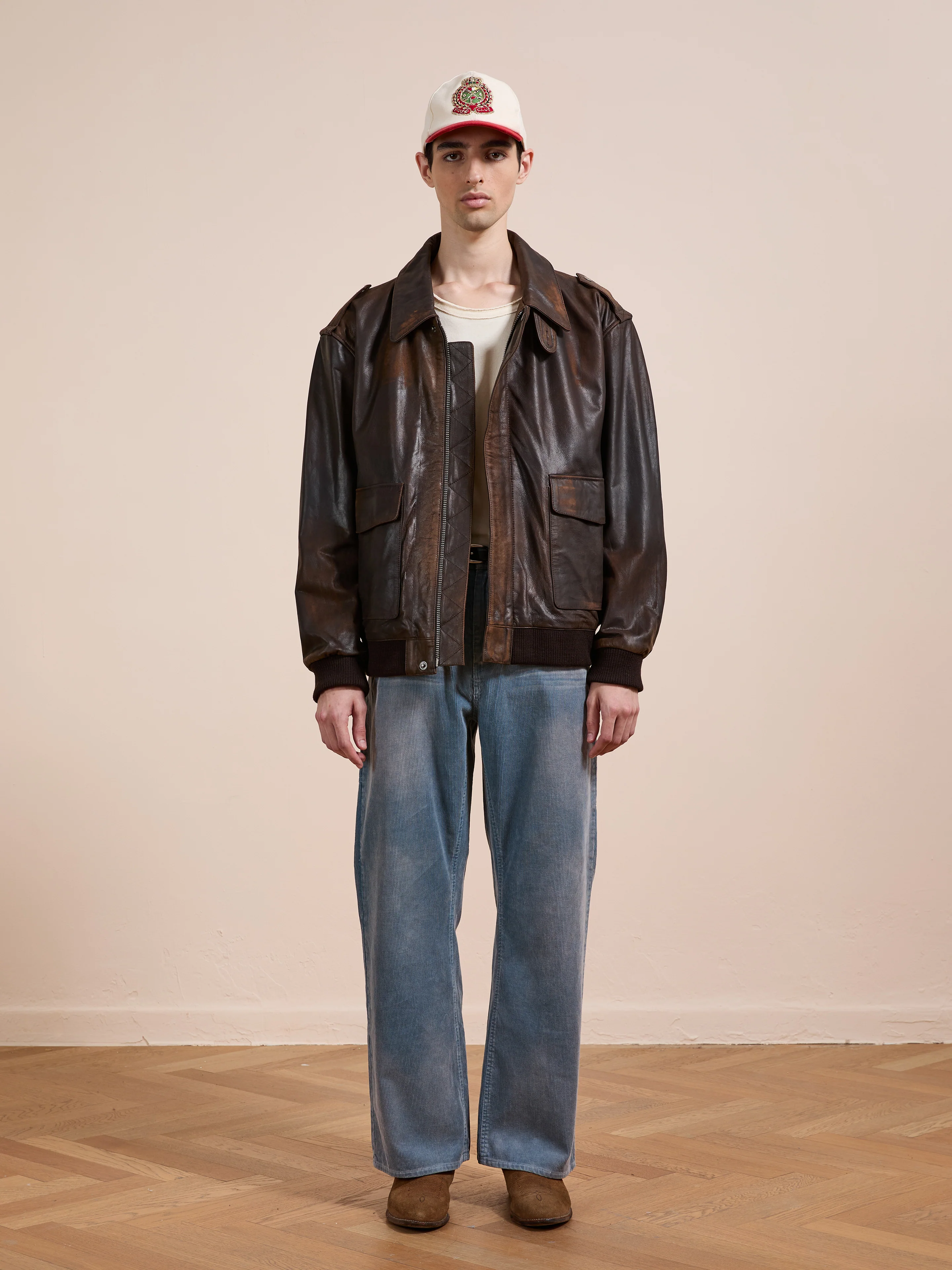 Distressed Leather Flight Jacket - Image 9