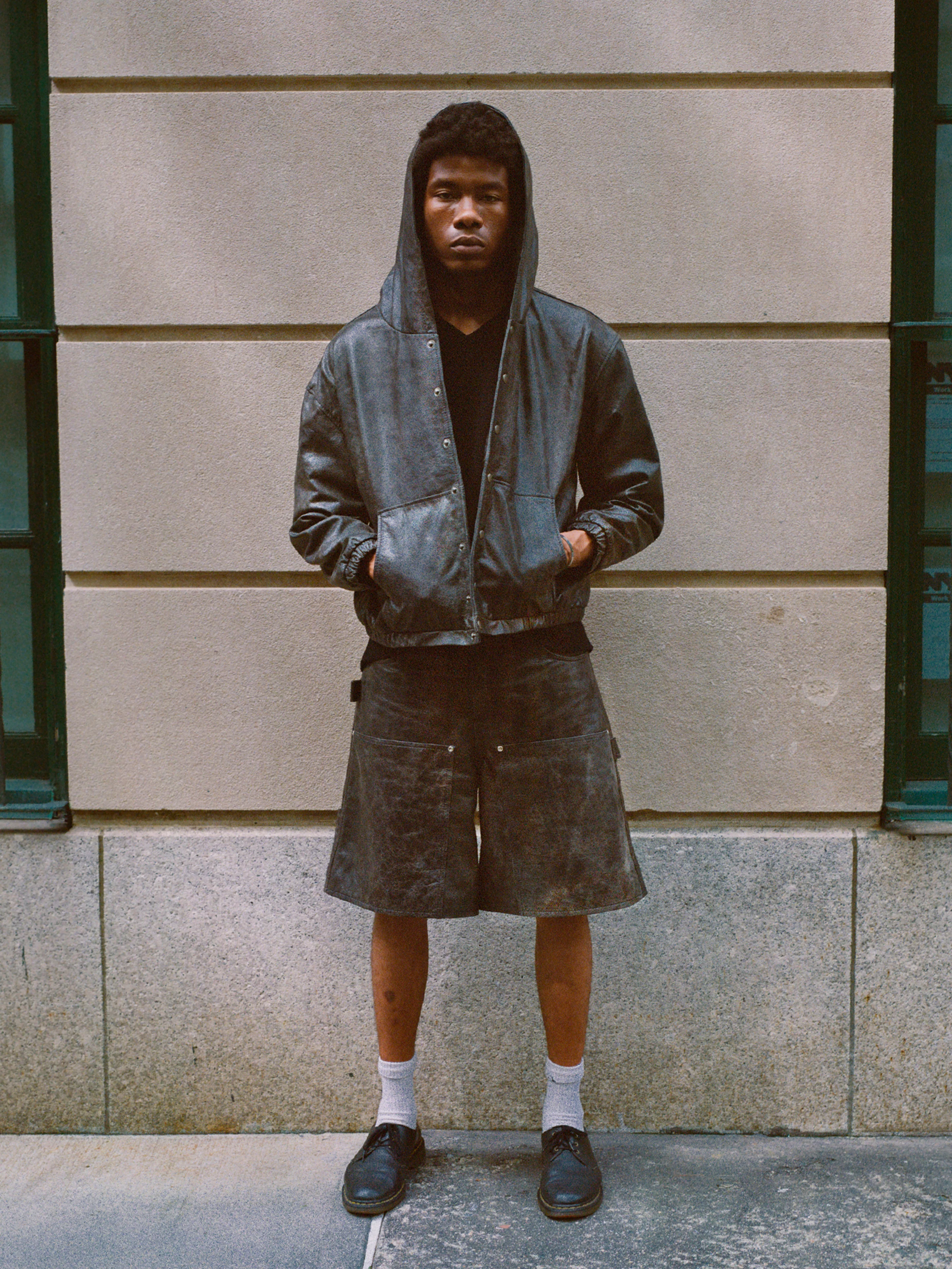 Distressed Genuine Leather Carpenter Shorts - Image 10