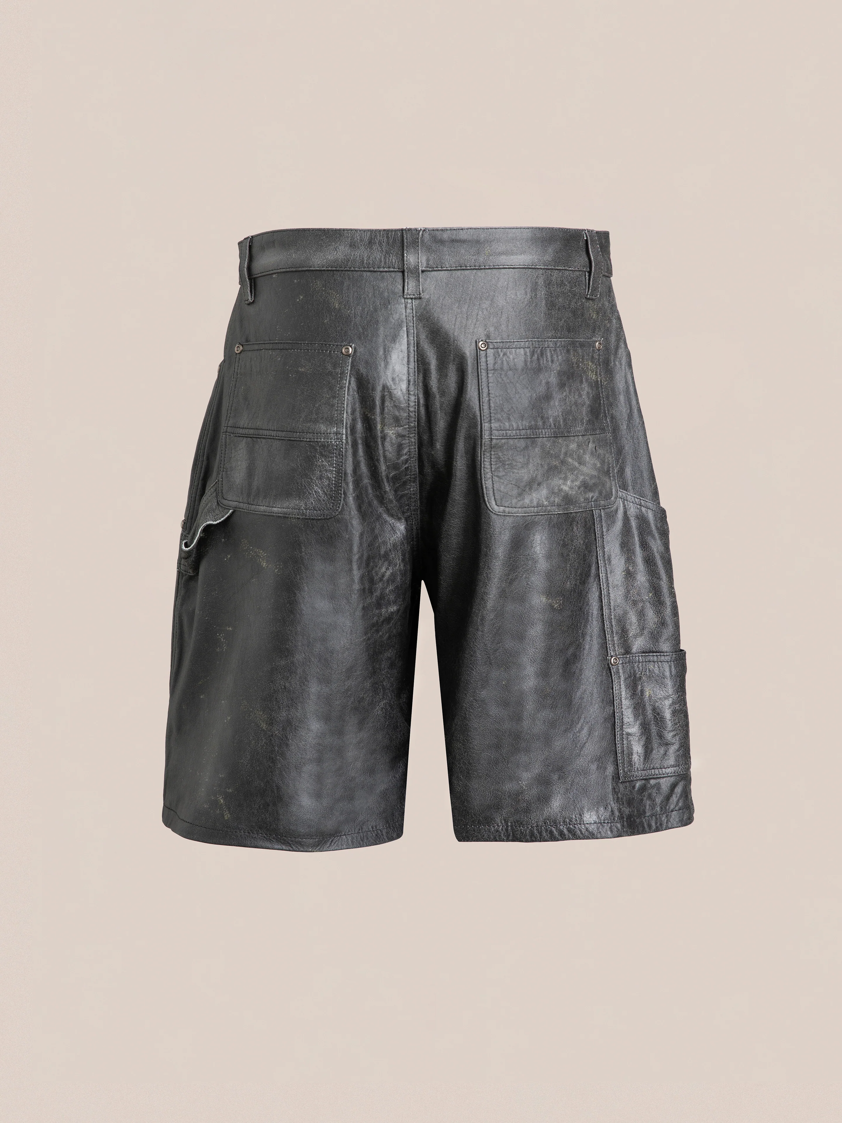 Distressed Genuine Leather Carpenter Shorts - Image 5
