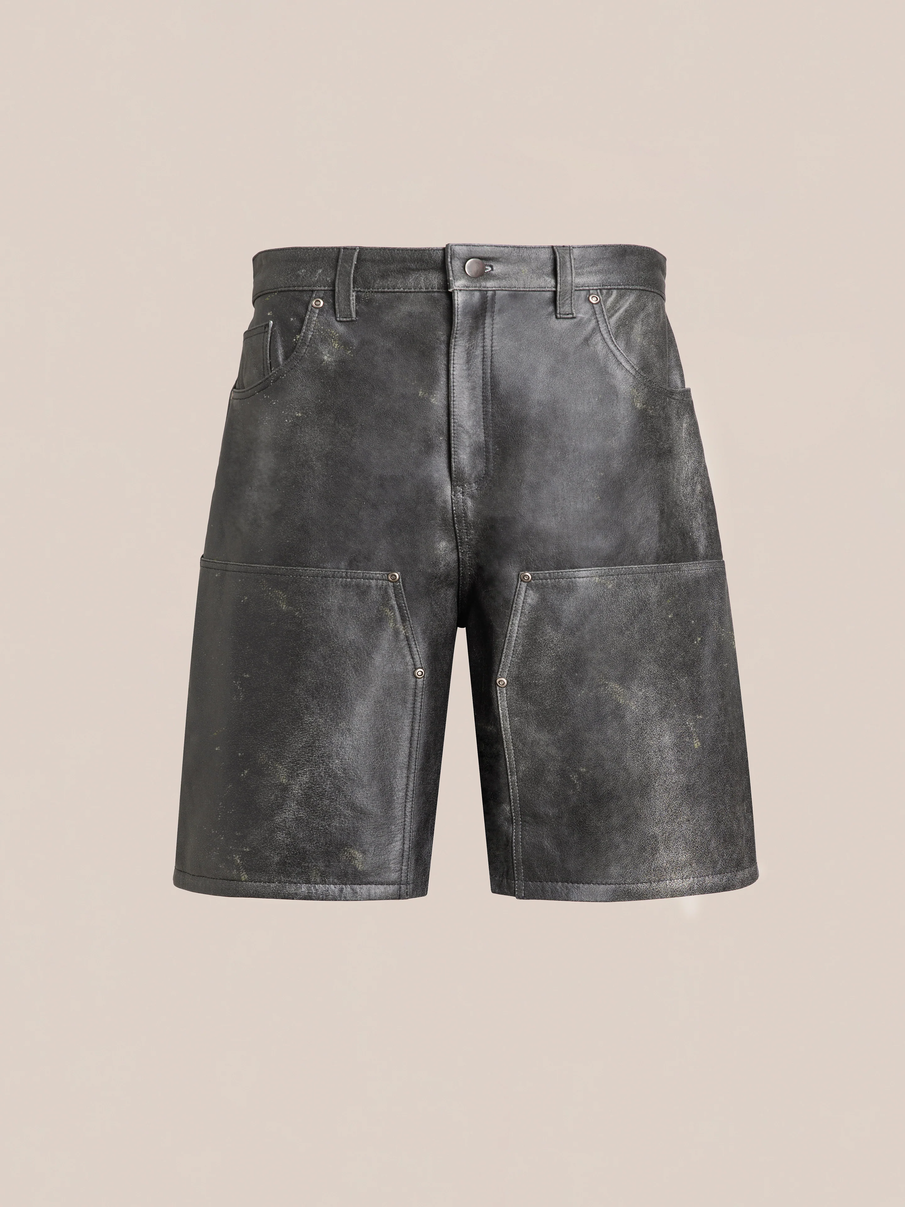Distressed Genuine Leather Carpenter Shorts - Image 6
