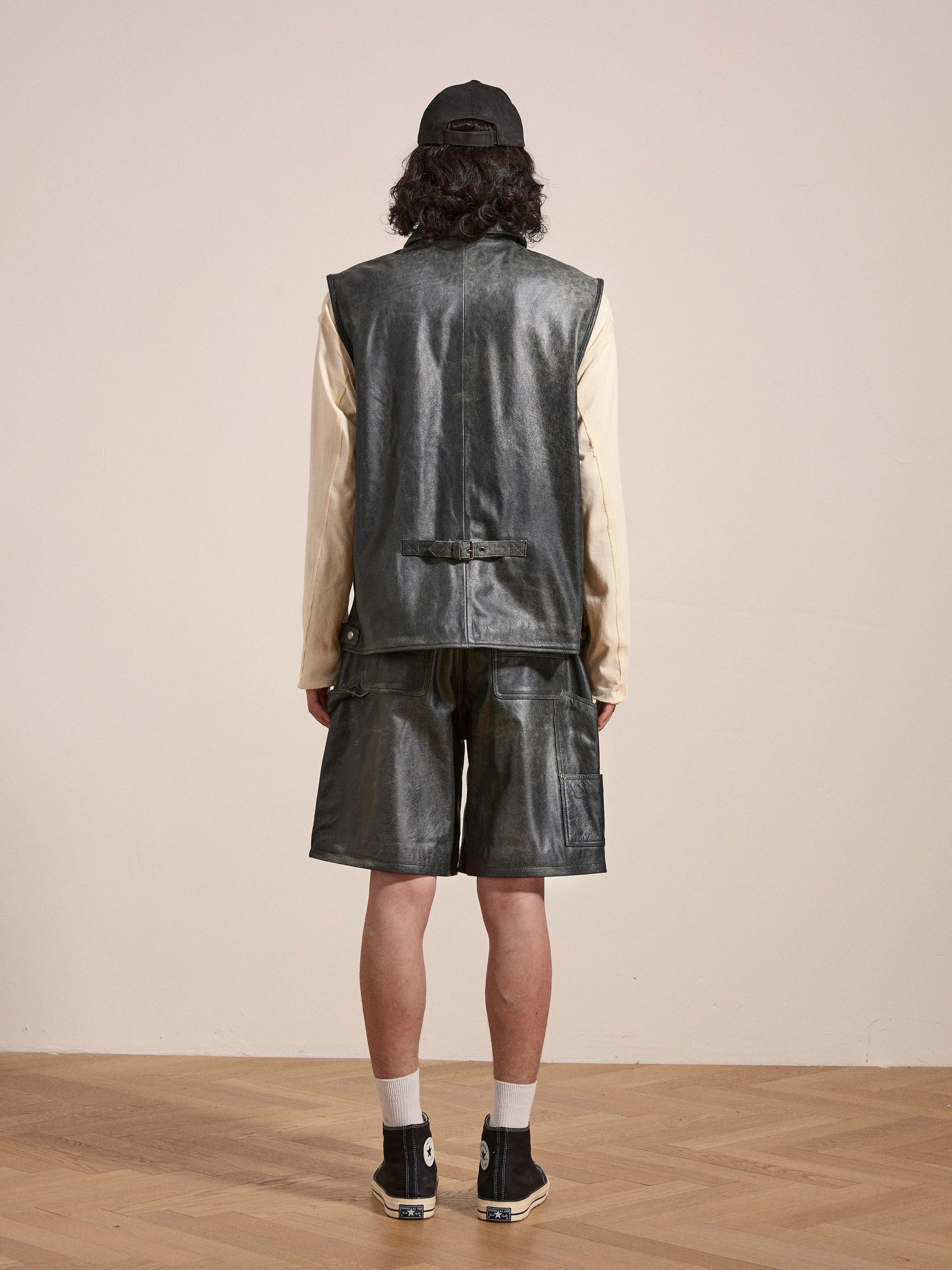 Distressed Genuine Leather Carpenter Shorts - Image 7