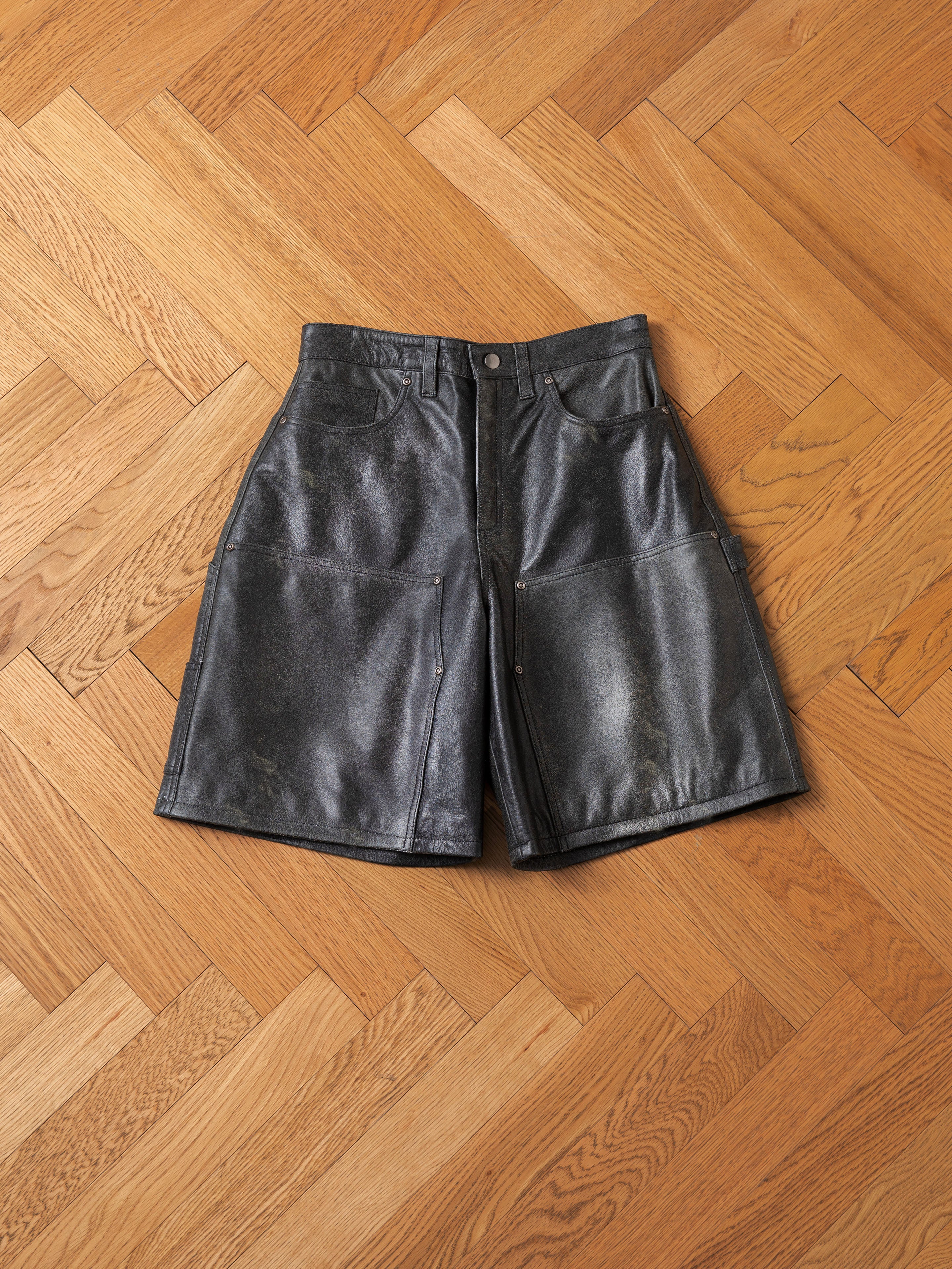 Distressed Genuine Leather Carpenter Shorts - Image 8