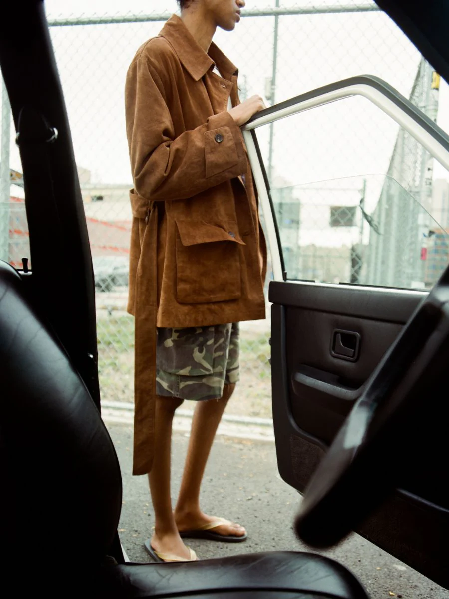 Double Breasted Suede Leather Jacket - Image 13