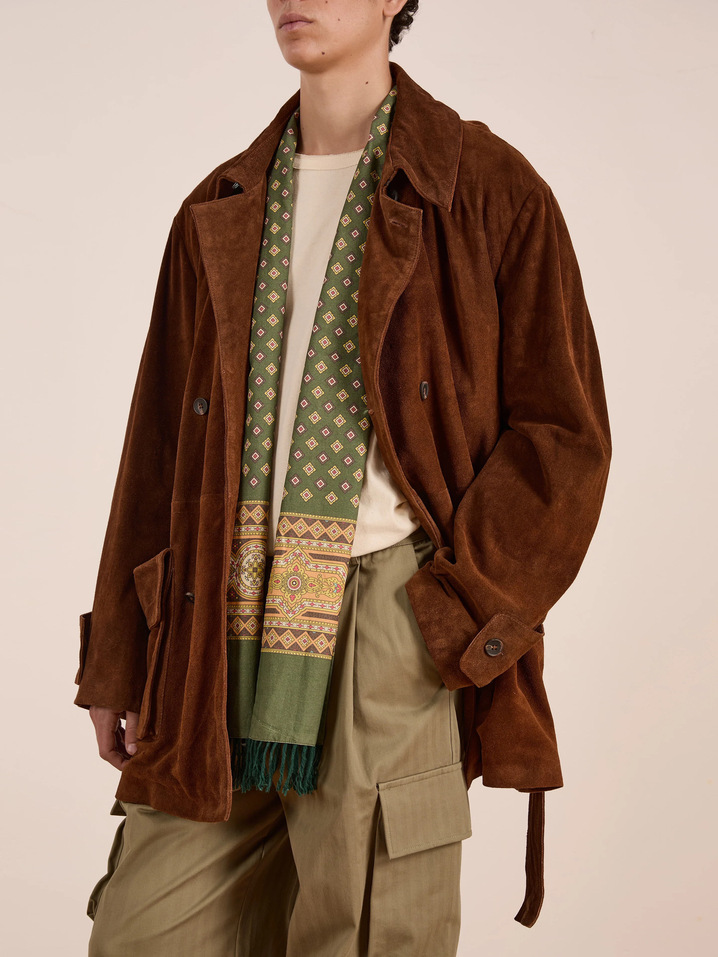 Double Breasted Suede Leather Jacket - Image 4