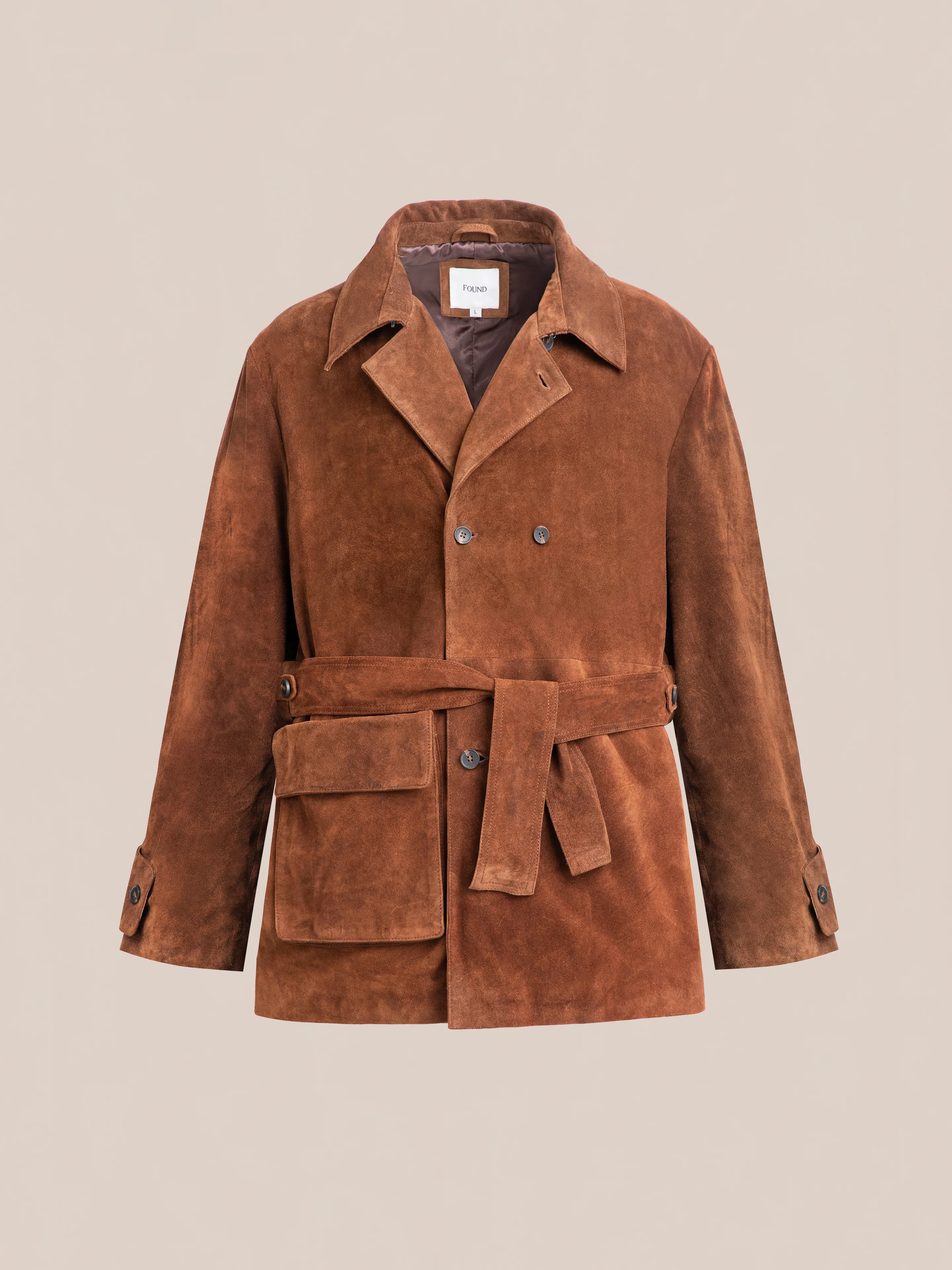 Double Breasted Suede Leather Jacket - Image 6