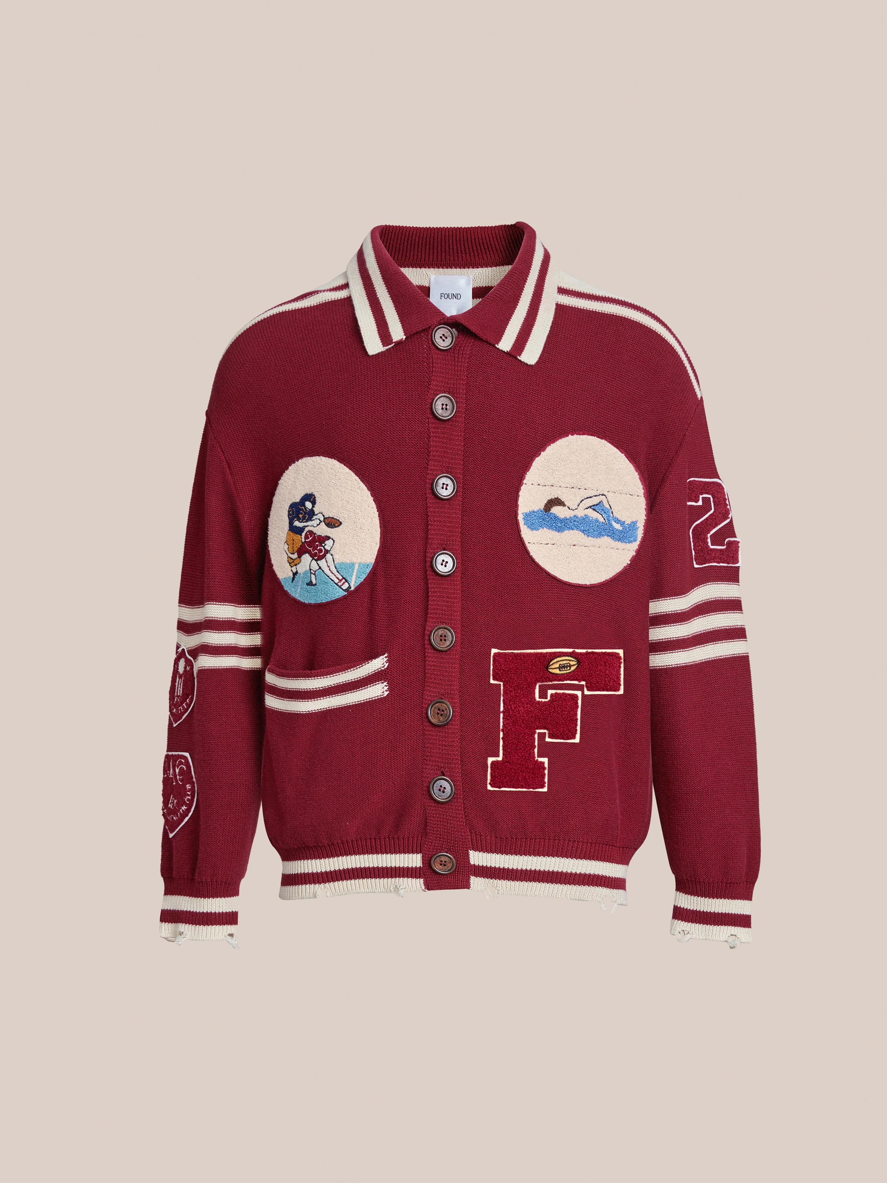Fin Varsity Patch Collared Cardigan - Image 5