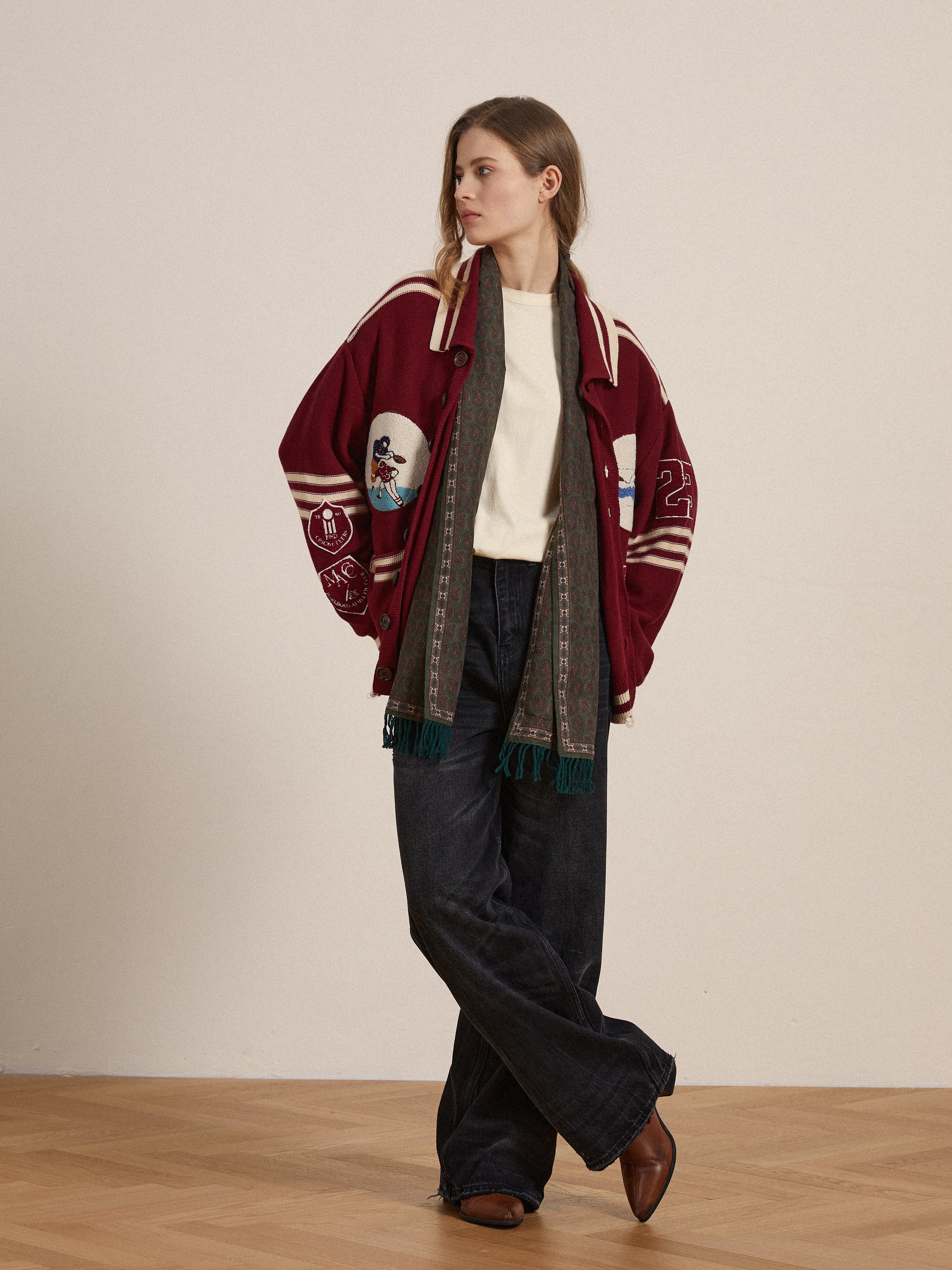 Fin Varsity Patch Collared Cardigan - Image 9