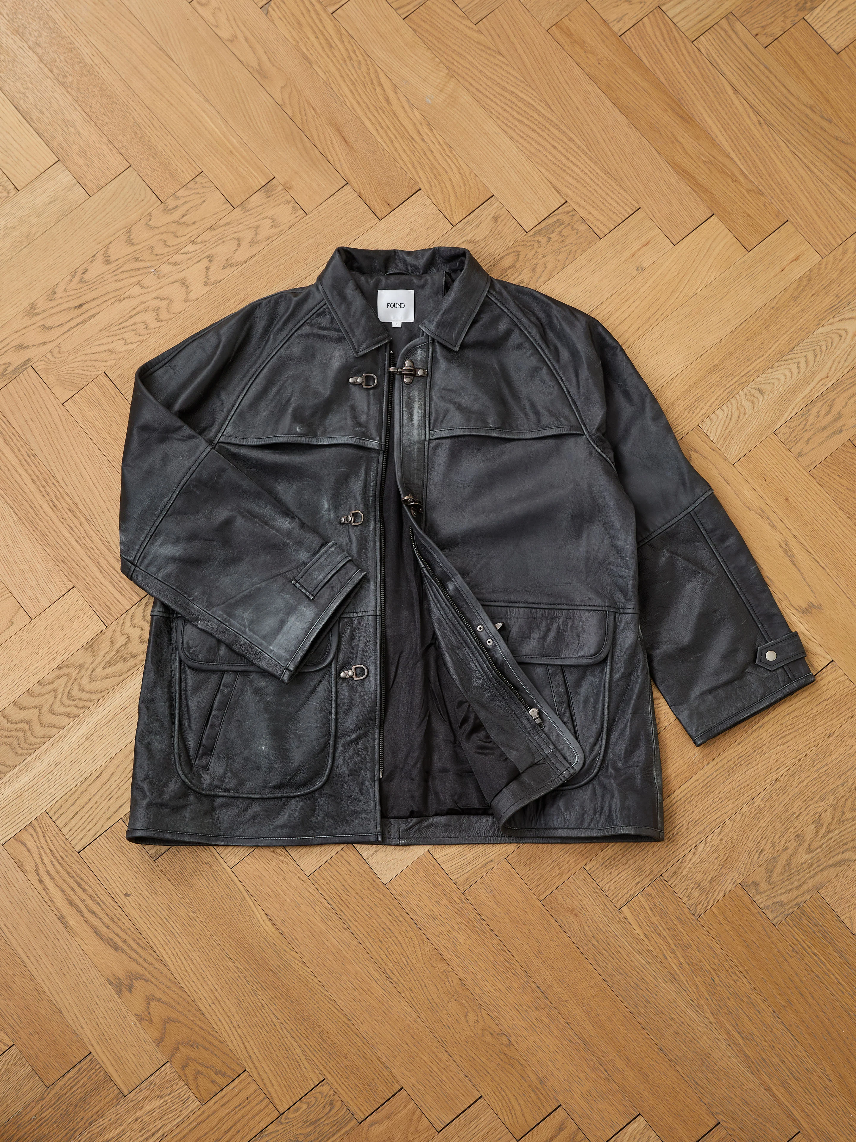 Distressed Leather Fireman Clasp Jacket - Image 12