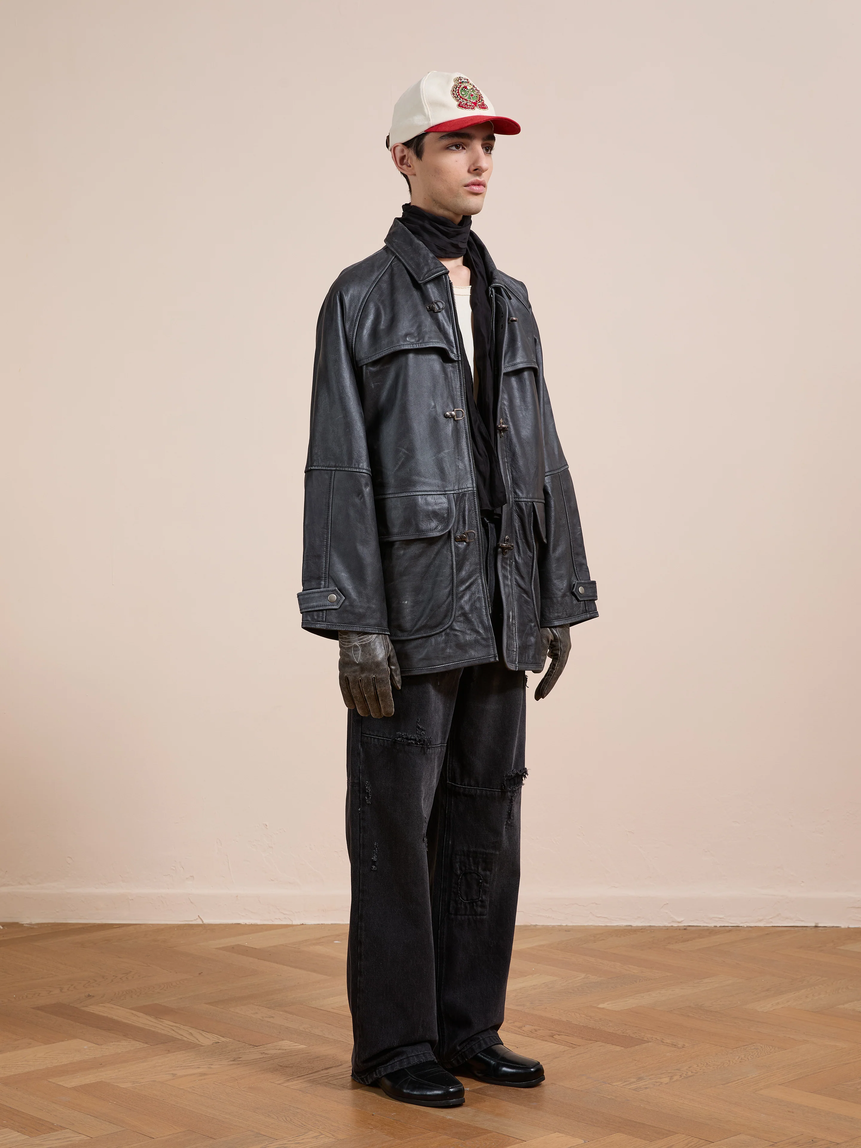 Distressed Leather Fireman Clasp Jacket - Image 13