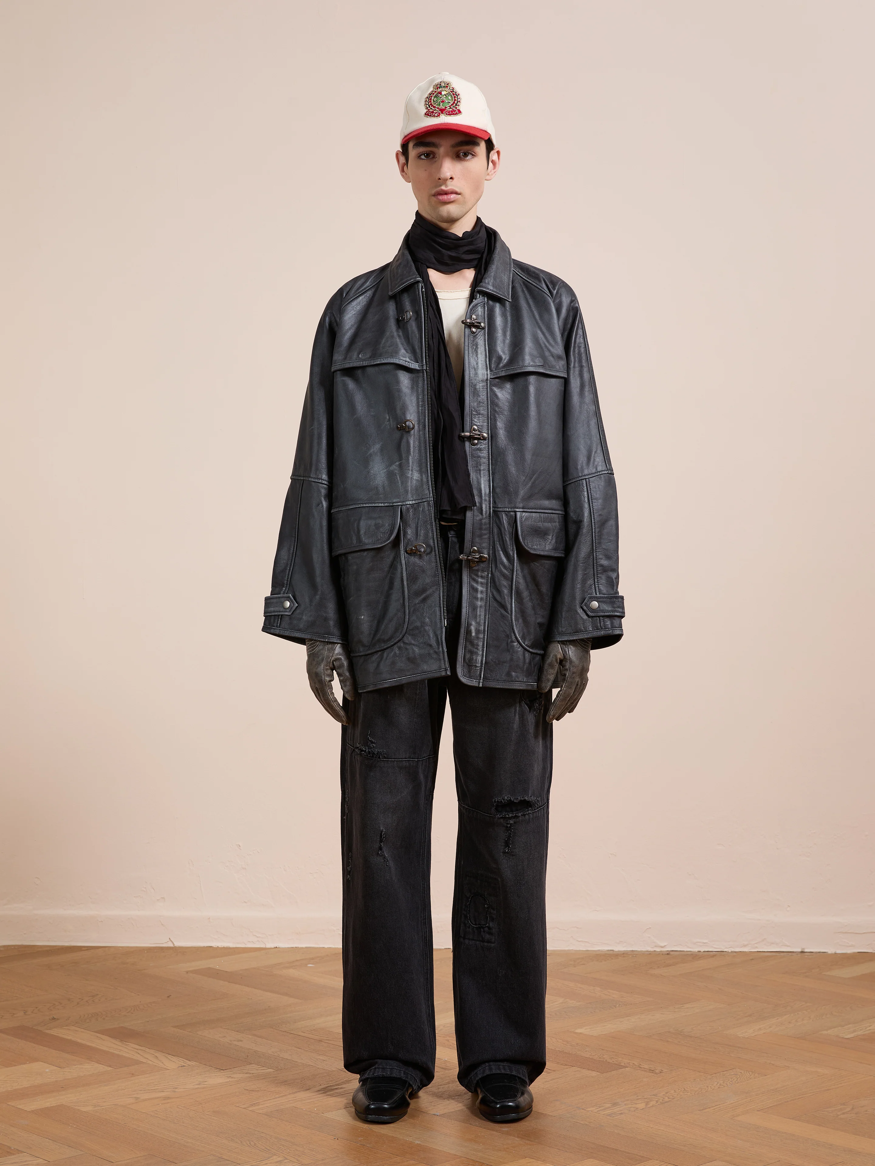 Distressed Leather Fireman Clasp Jacket - Image 17