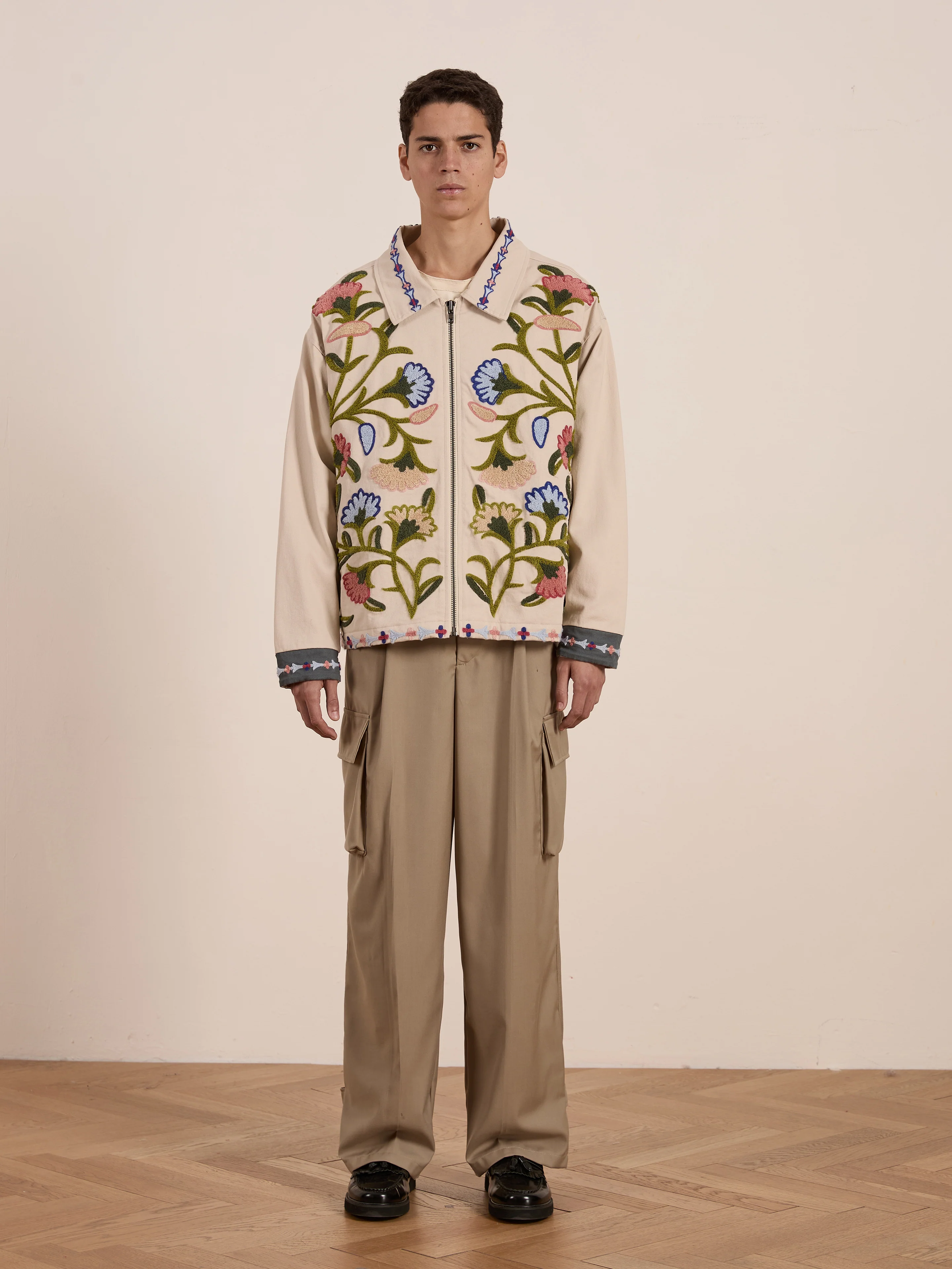 Floral Embroidered Work Jacket - Image 3