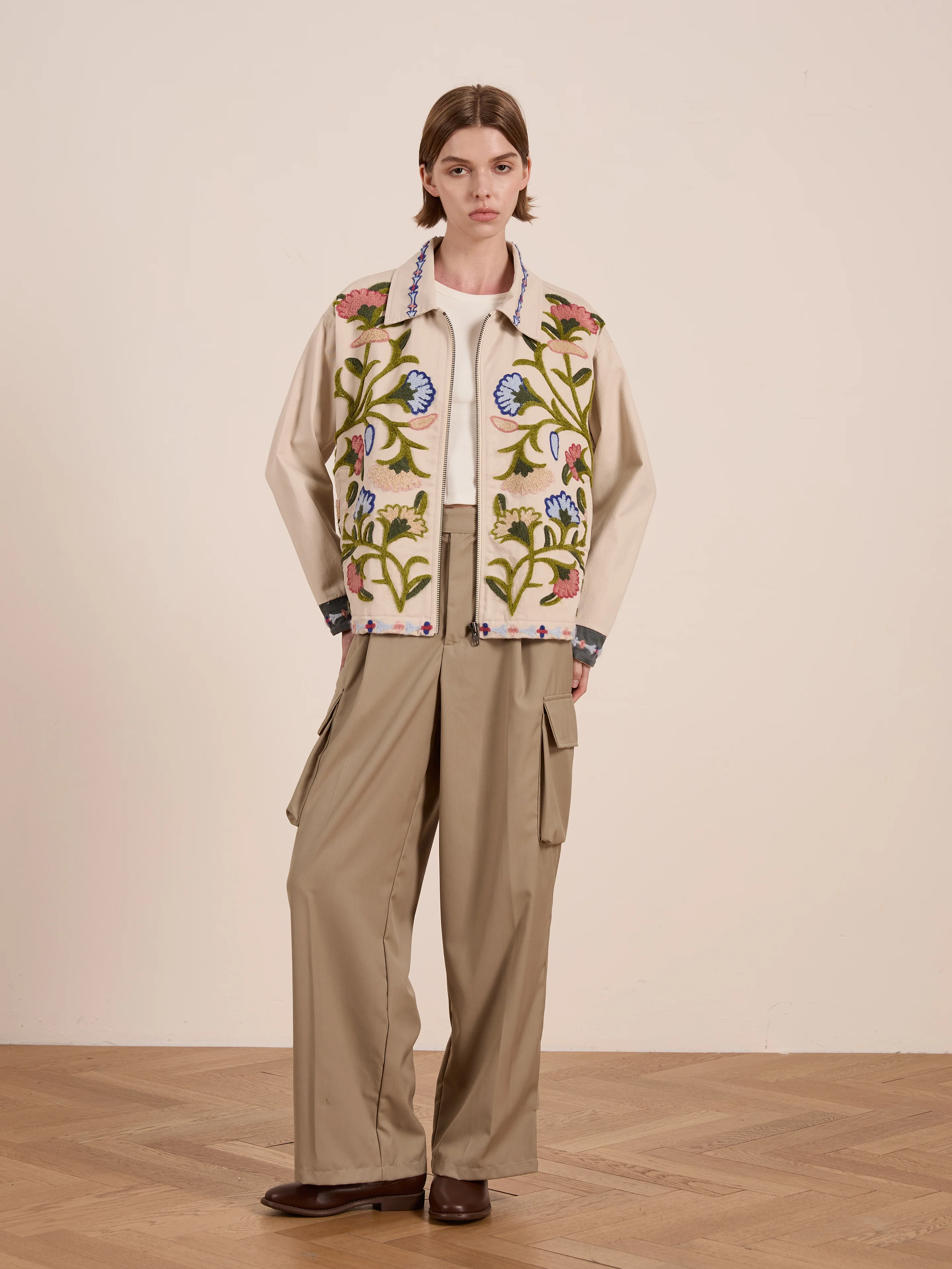 Floral Embroidered Work Jacket - Image 6