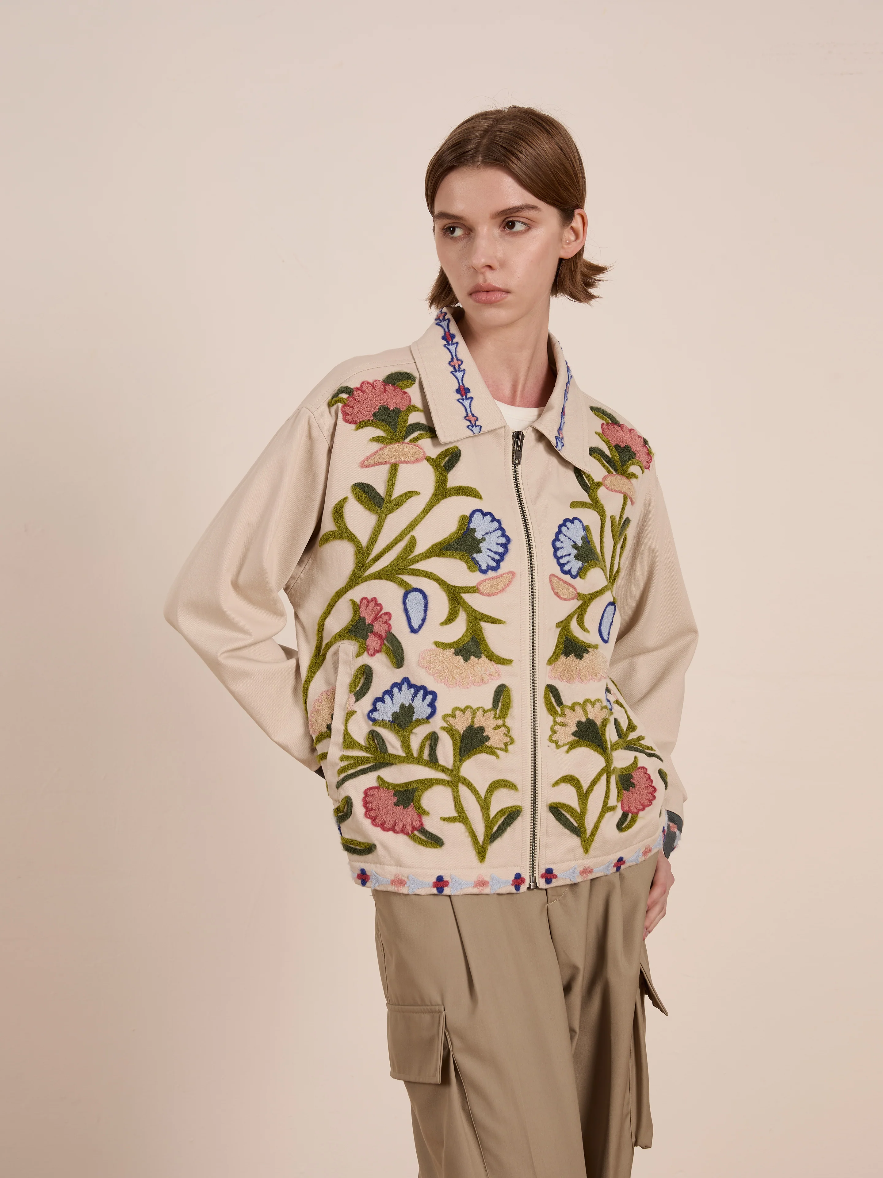 Floral Embroidered Work Jacket - Image 7