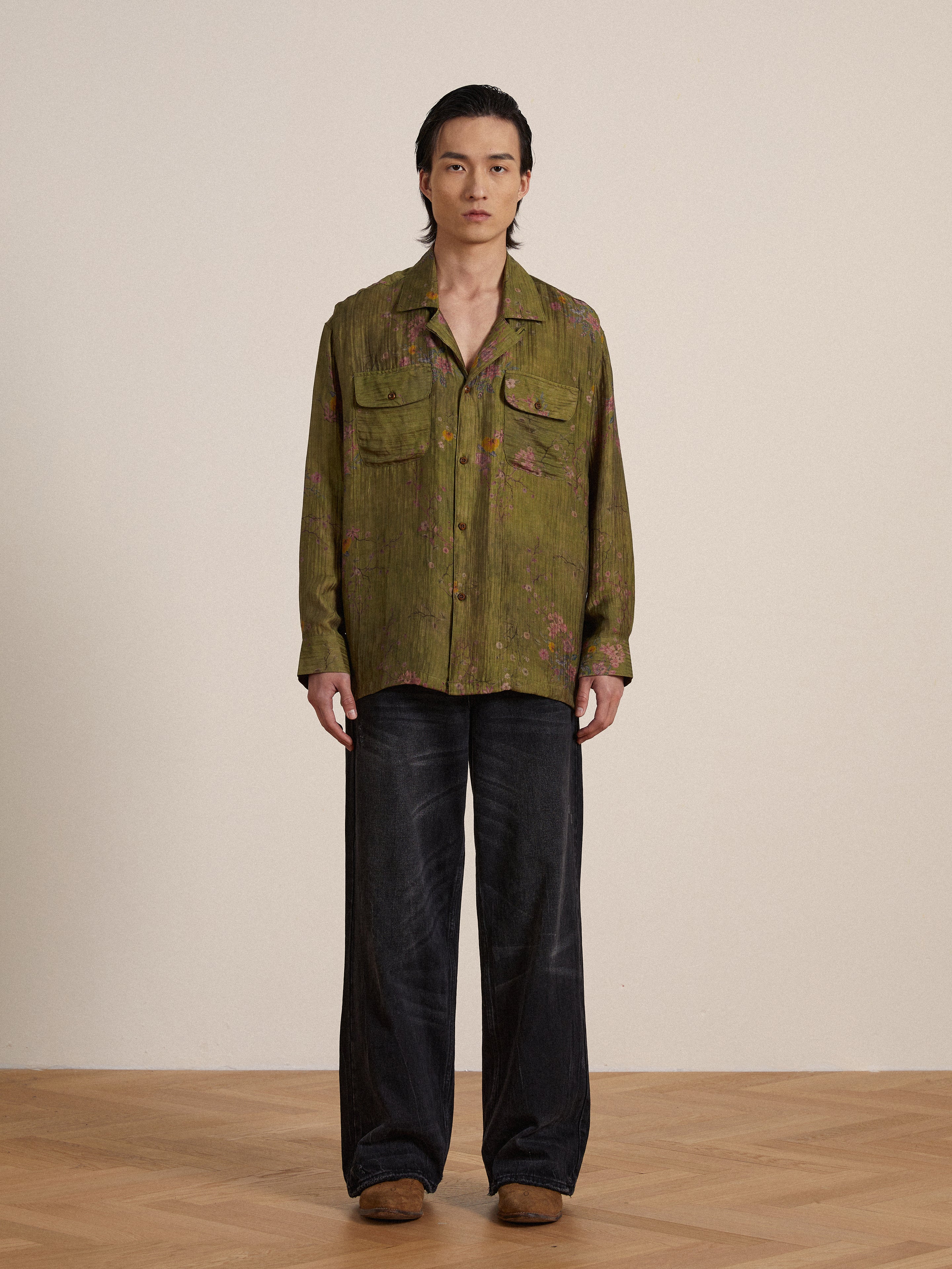 Floral Moss LS Camp Shirt - Image 3