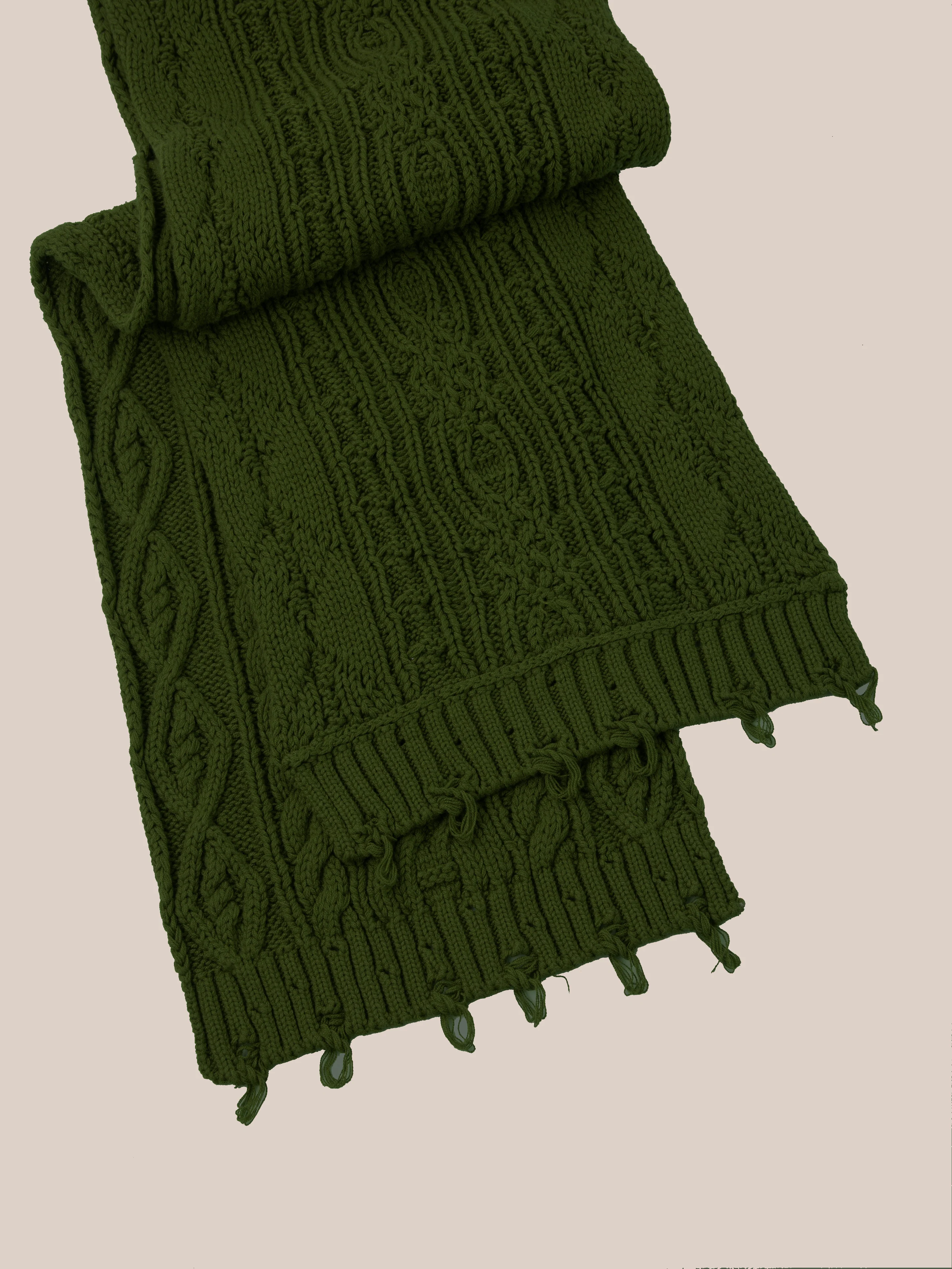 Forest Distressed Cable Knit Scarf - Image 5