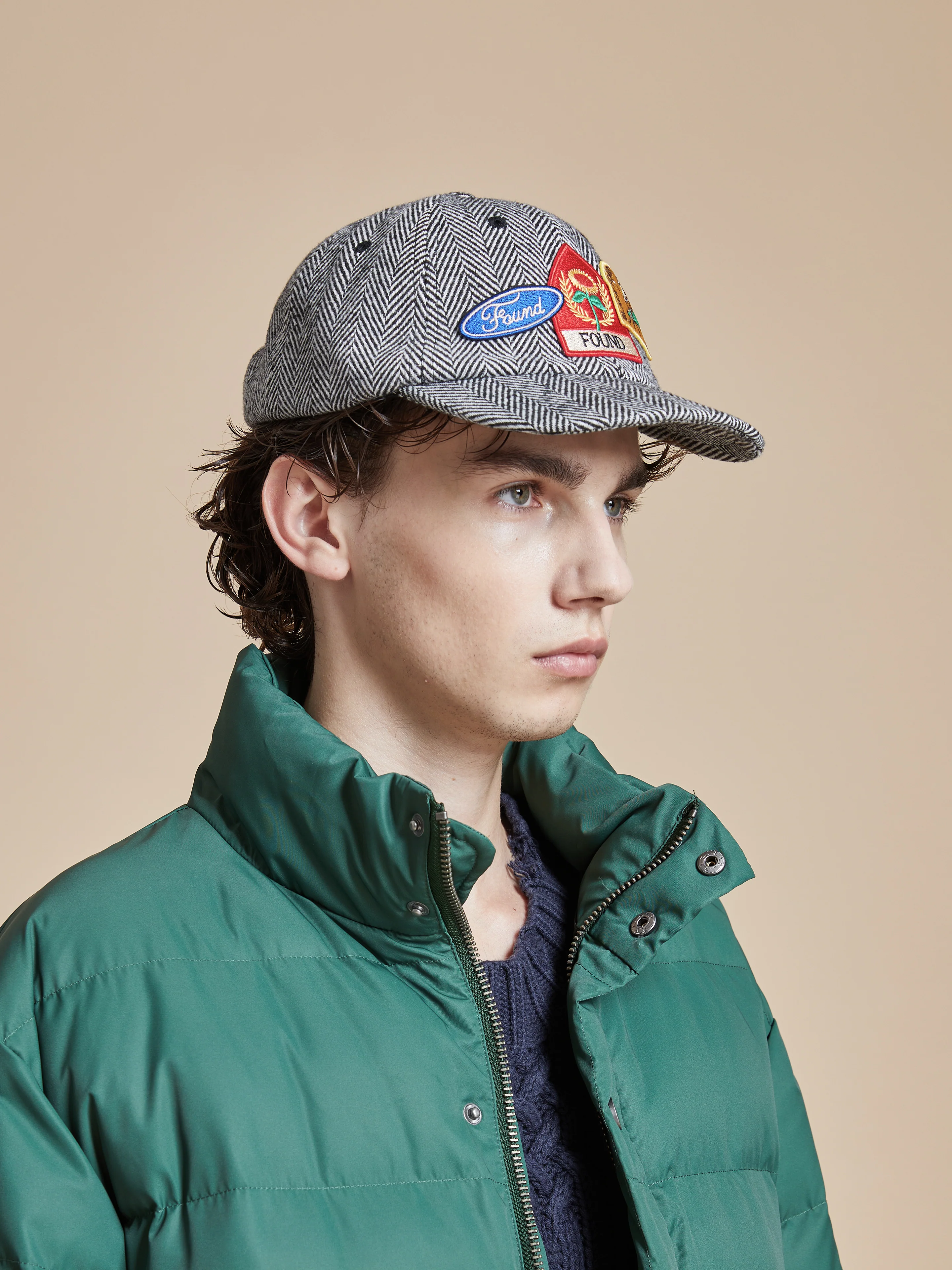 Herringbone Tweed Patch Cap - Image 6