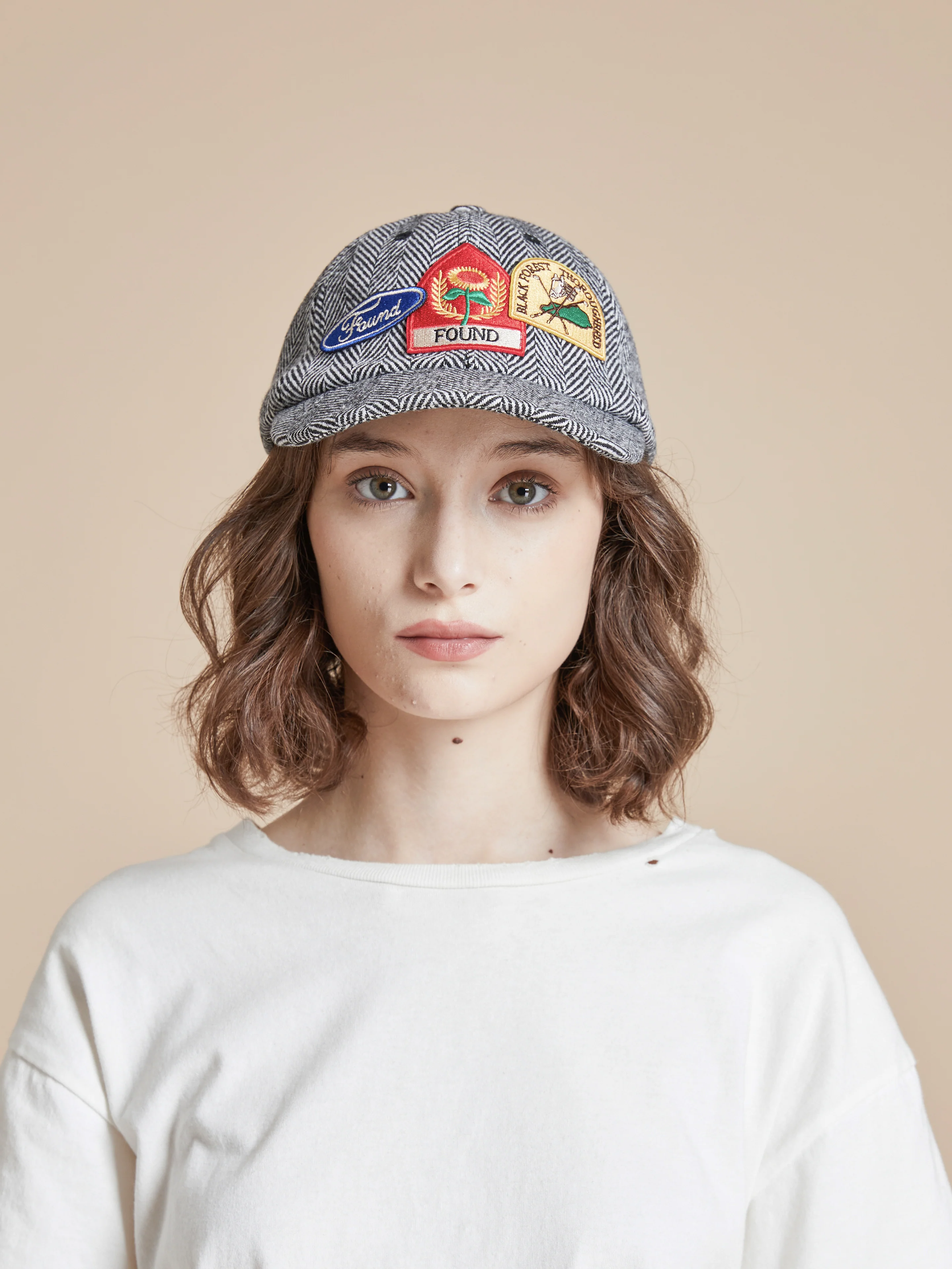 Herringbone Tweed Patch Cap - Image 7