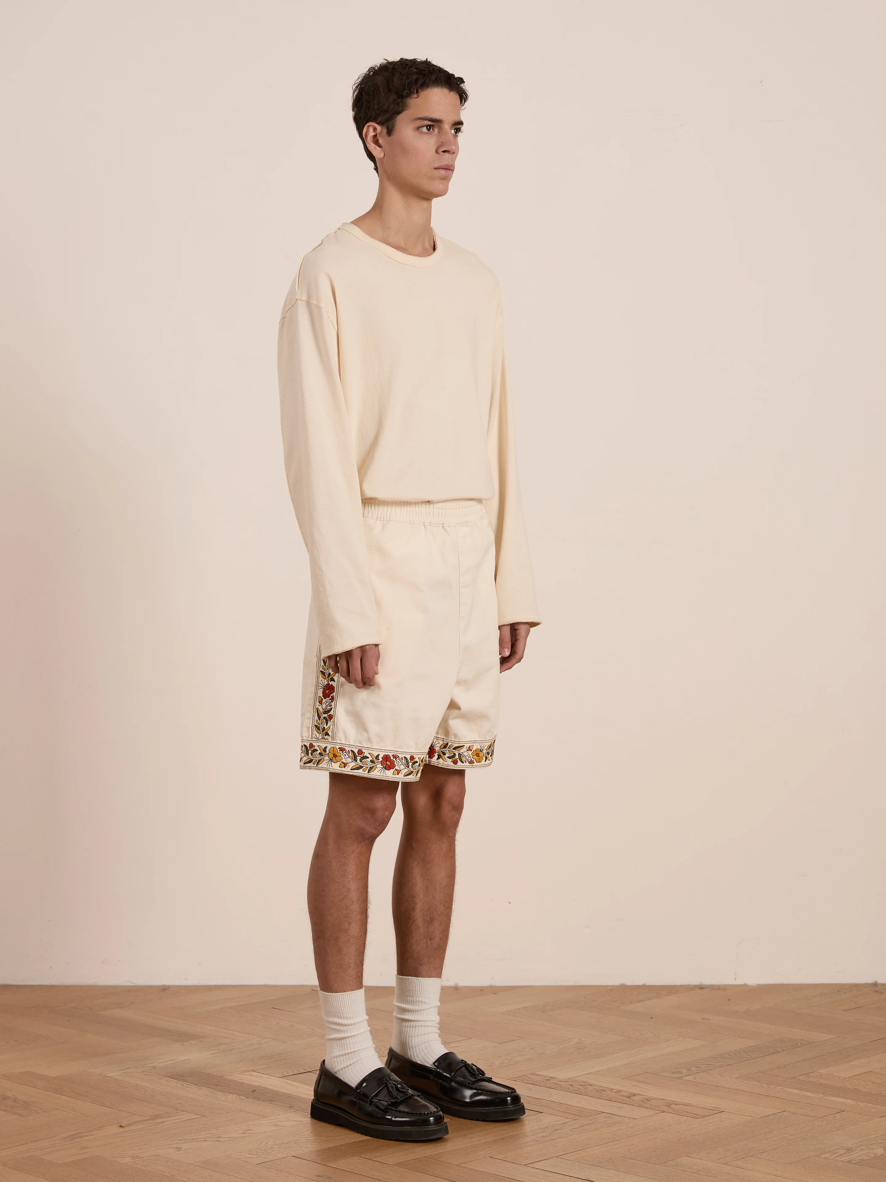 Kantha Floral Work Shorts - Image 14